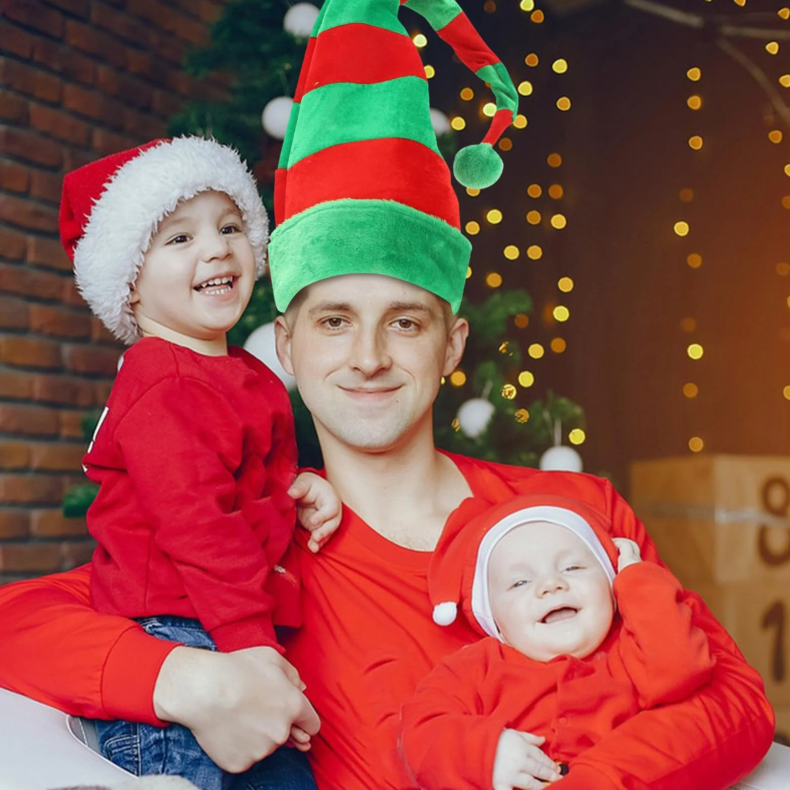 Sombrero Largo Navideño Creativo de Tela y Hierro Verde para Fiestas y Accesorio para Fotos Forma Moldeable y Diseño Divertido