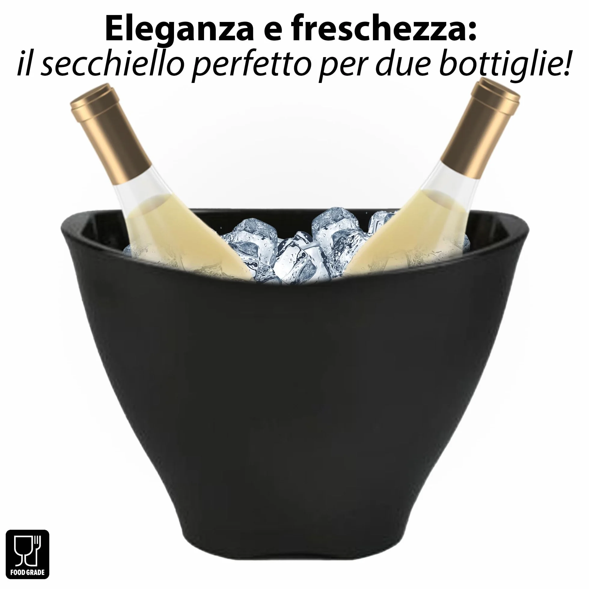 Sicignano | Juego de copas de vino tinto CL.53 + vino blanco 43,5 cl.43,5 Divino de cristal para 6 personas, transparentes, aptas para lavavajillas – regalo cubo champán negro 2 botellas, Made in