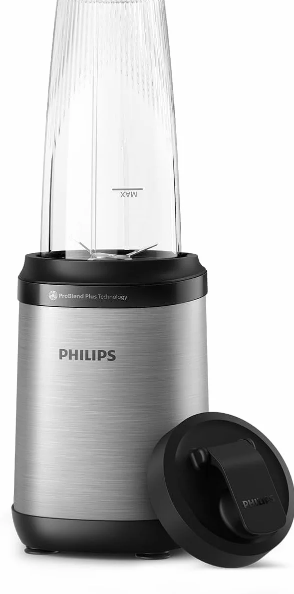Philips Blender Serie 5000, Batidora Personal, Apta para Lavavajillas, Tecnología ProBlend Plus, Vaso de Tritan de 700 ml, Aplicación de Recetas HomeID, Plata/Metal (HR2764/00)