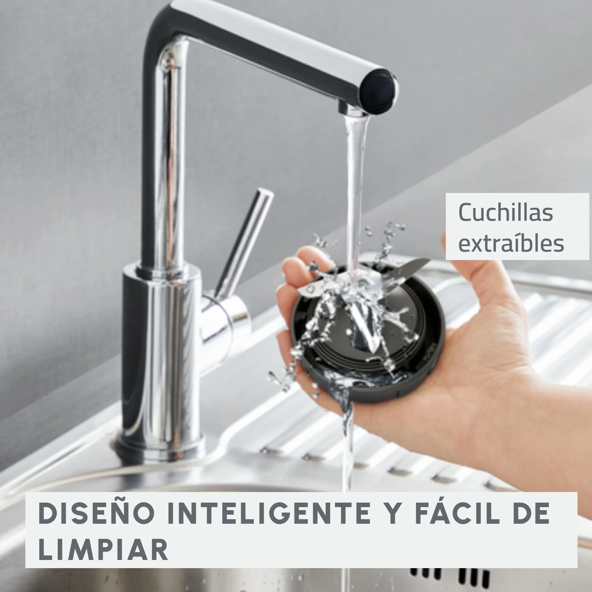 Moulinex Blendeo+, Batidora de vaso de 450 W, Jarra de 1,5 L, 2 velocidades + función Pulse, Pica hielo, Duraforce Label, Sistema de bloqueo inteligente, Cuchillas extraíbles, Blanca, LM2C0110