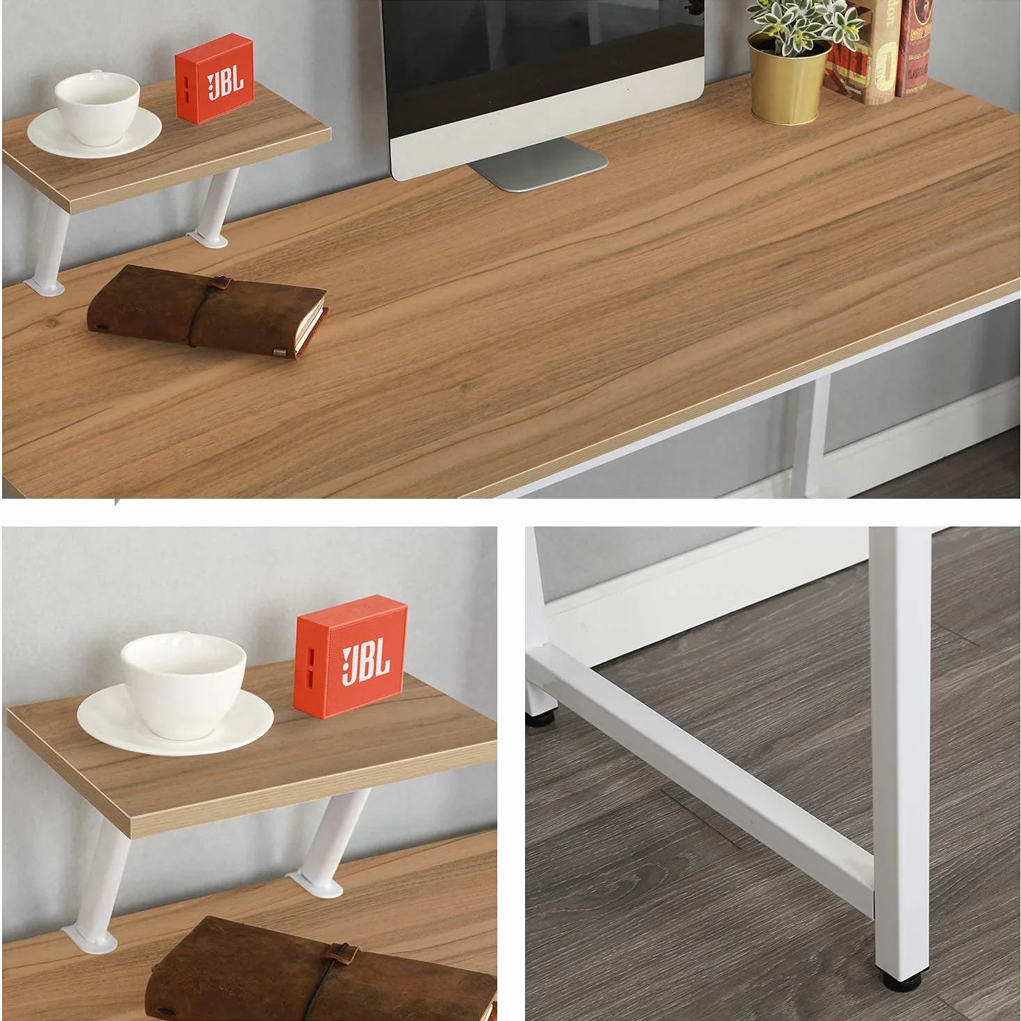 sogesfurniture Mesa de Ordenador Moderno Escritorios para Computadora Escritorio de Oficina Mesa de Trabajo Mesa de Estudio de Madera y Acero, 100x50x75cm, WK-JK100-OK-BH
