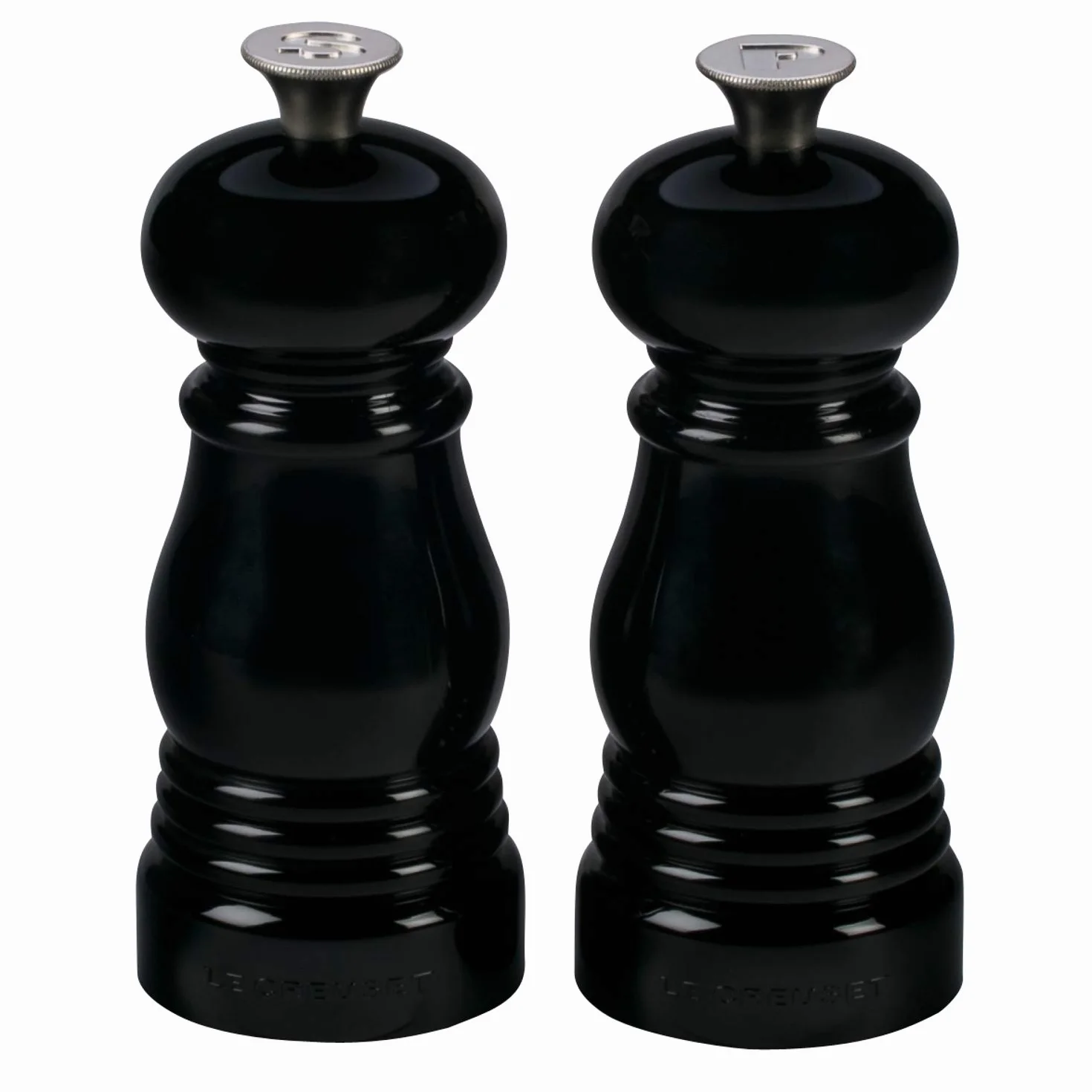 Le Creuset Set de Mini Molinillos de Sal y Pimienta, Plástico ABS, Mecanismo de Cerámica, Anticorrosión, Negro Onyx, 96002500140000