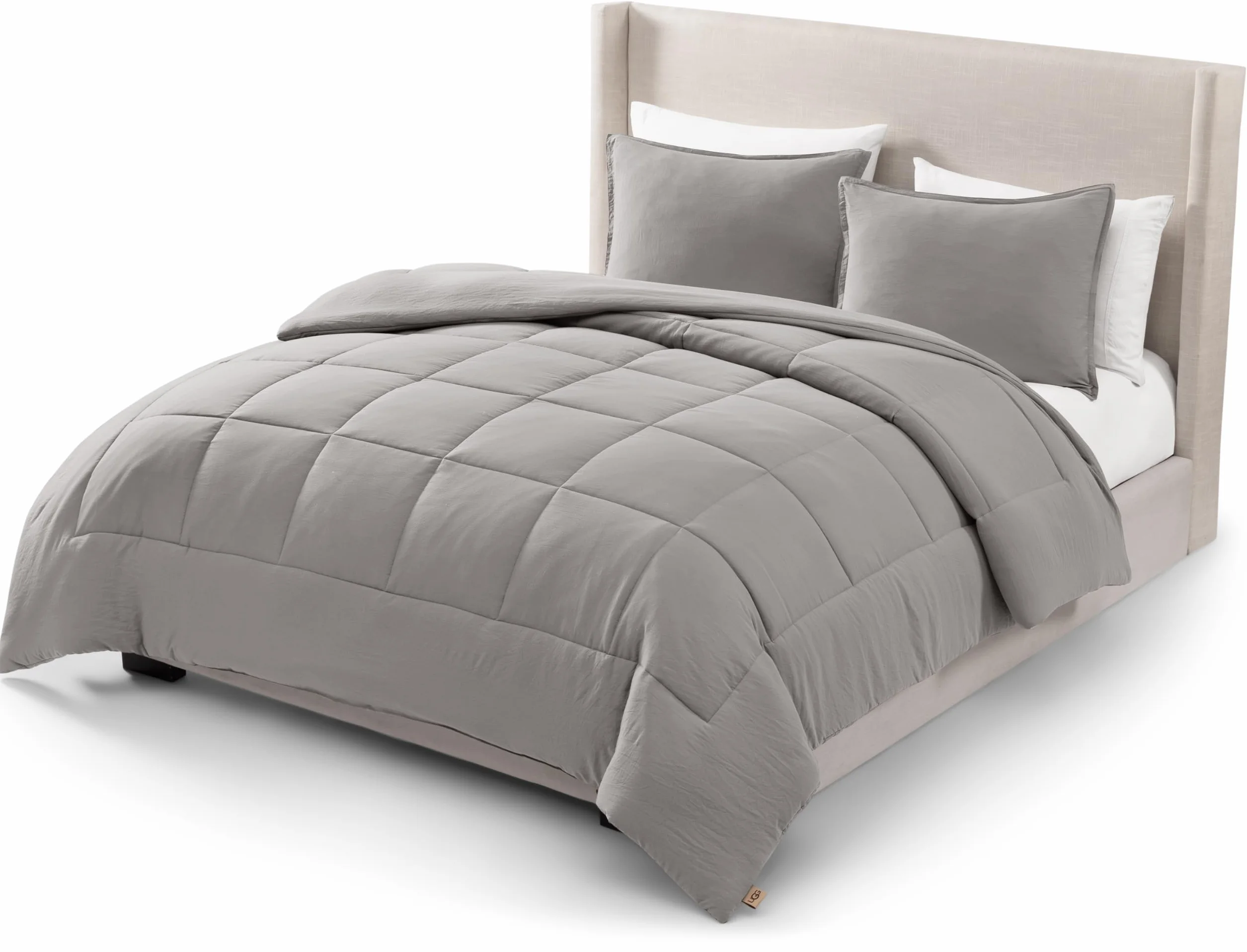 UGG Leonora - Juego de edredón con 2 fundas de almohada, manta ligera de plumón alternativo, reversible, acogedor, cálido, para todas las estaciones, lavable e hipoalergénico, tamaño matrimonial/Queen