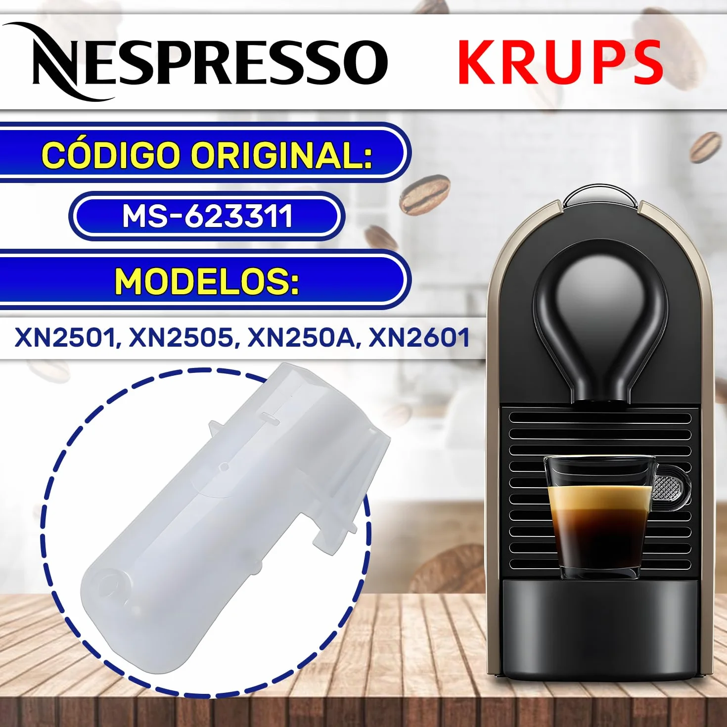 MONTERAL Guía Café Cafetera Cápsulas Código Original MS-623311 para Krups Nespresso U