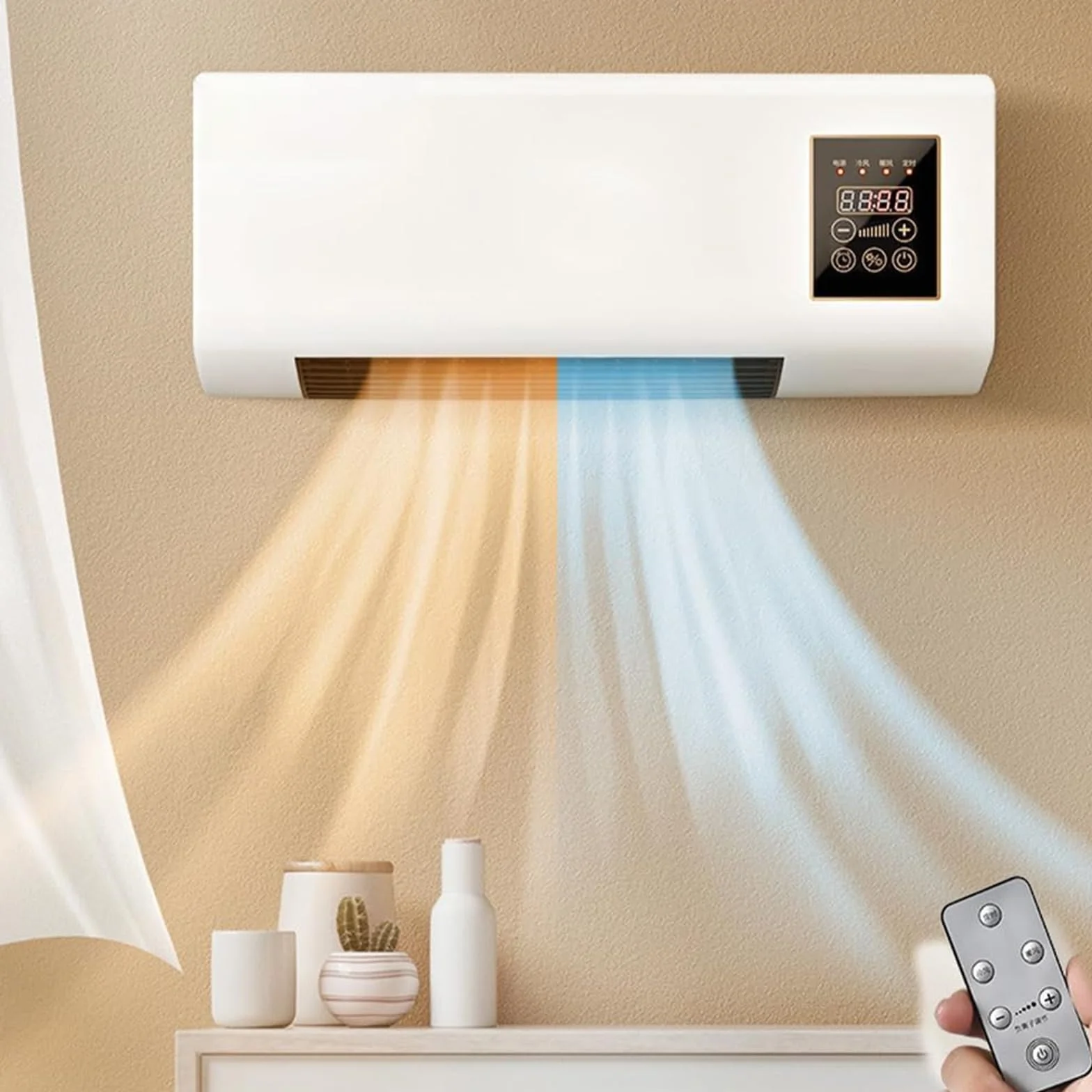 Aire Acondicionado Split Multifuncional 2 En 1, Portátil De Pared De 1800 W, con Control Remoto For El Hogar Y La Oficina.