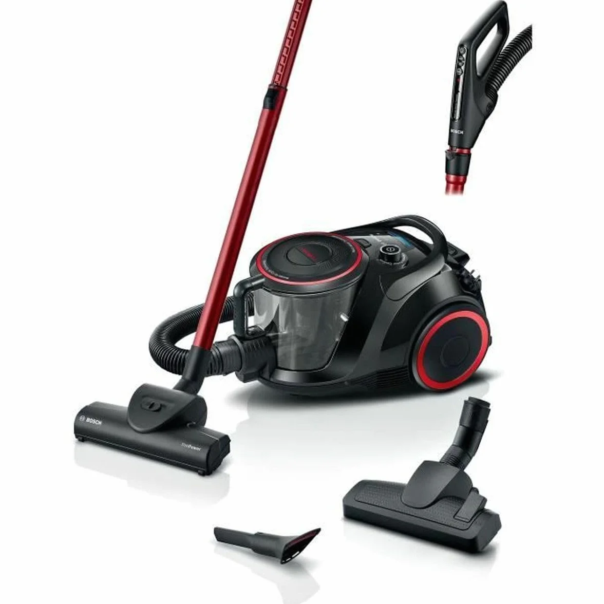 Bosch - Serie 6 Aspirador sin Bolsa, SmartSensor Control, Tecnología QuattroPower, Cepillo Turbo, Filtro HEPA Lavable, Negro, BGS41POW1