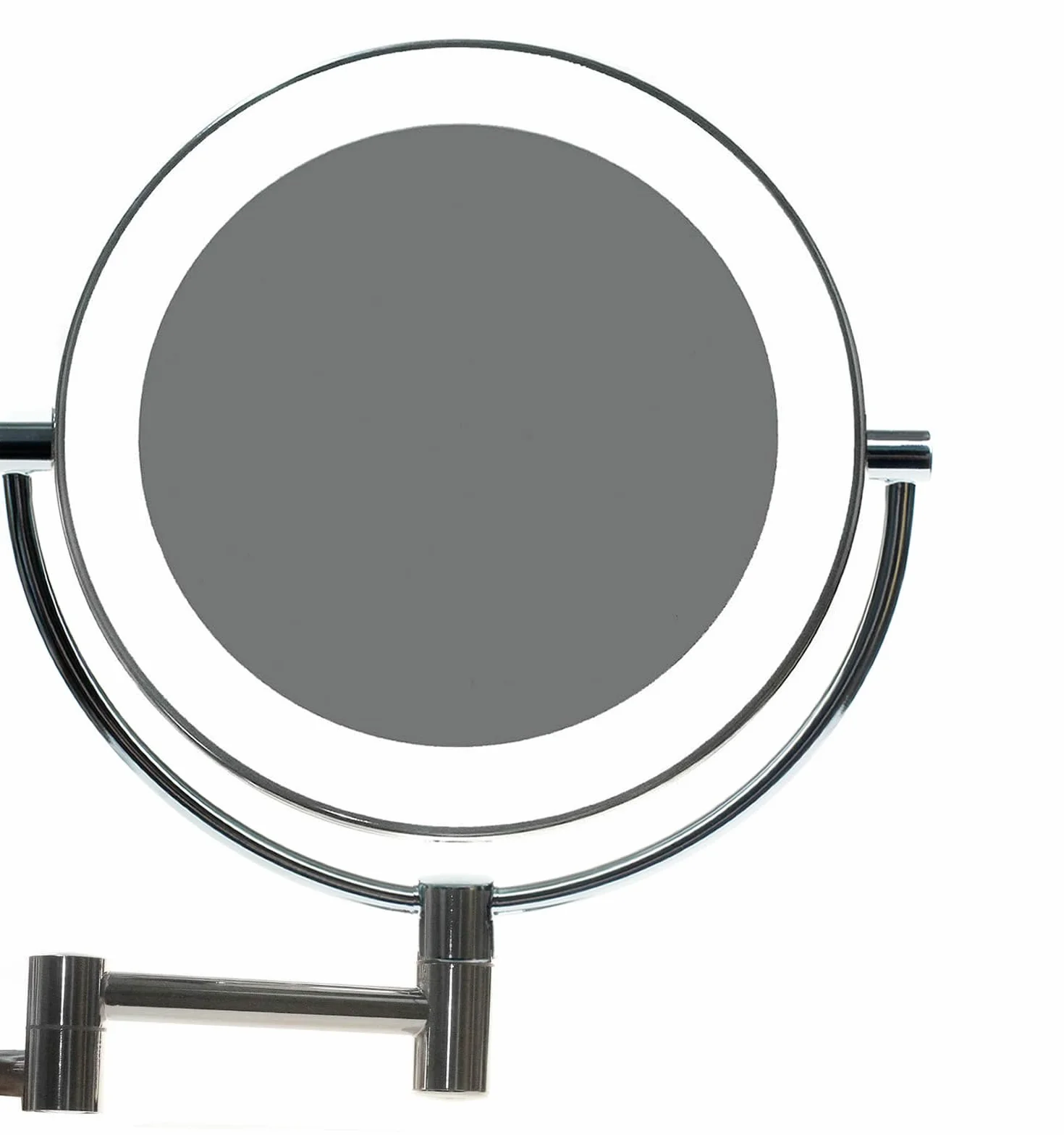 LED Cosmética Espejo 8,5 Pulgadas 10X Aumentos, Maquillar Espejo de Pared con Luz y Brazo Articulado, Plegable Espejos Afeitar Iluminado para Baño de Cara Doble, Metal Real Cromado KXD3129-10x