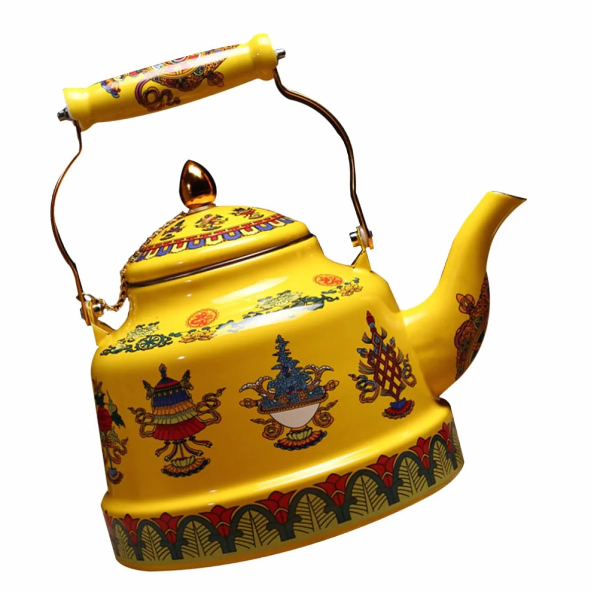Tetera de Esmalte Práctica para Cocina y Oficina Mango Cómodo y Diseño Artístico Antiguo para Aficionados del Té y Café