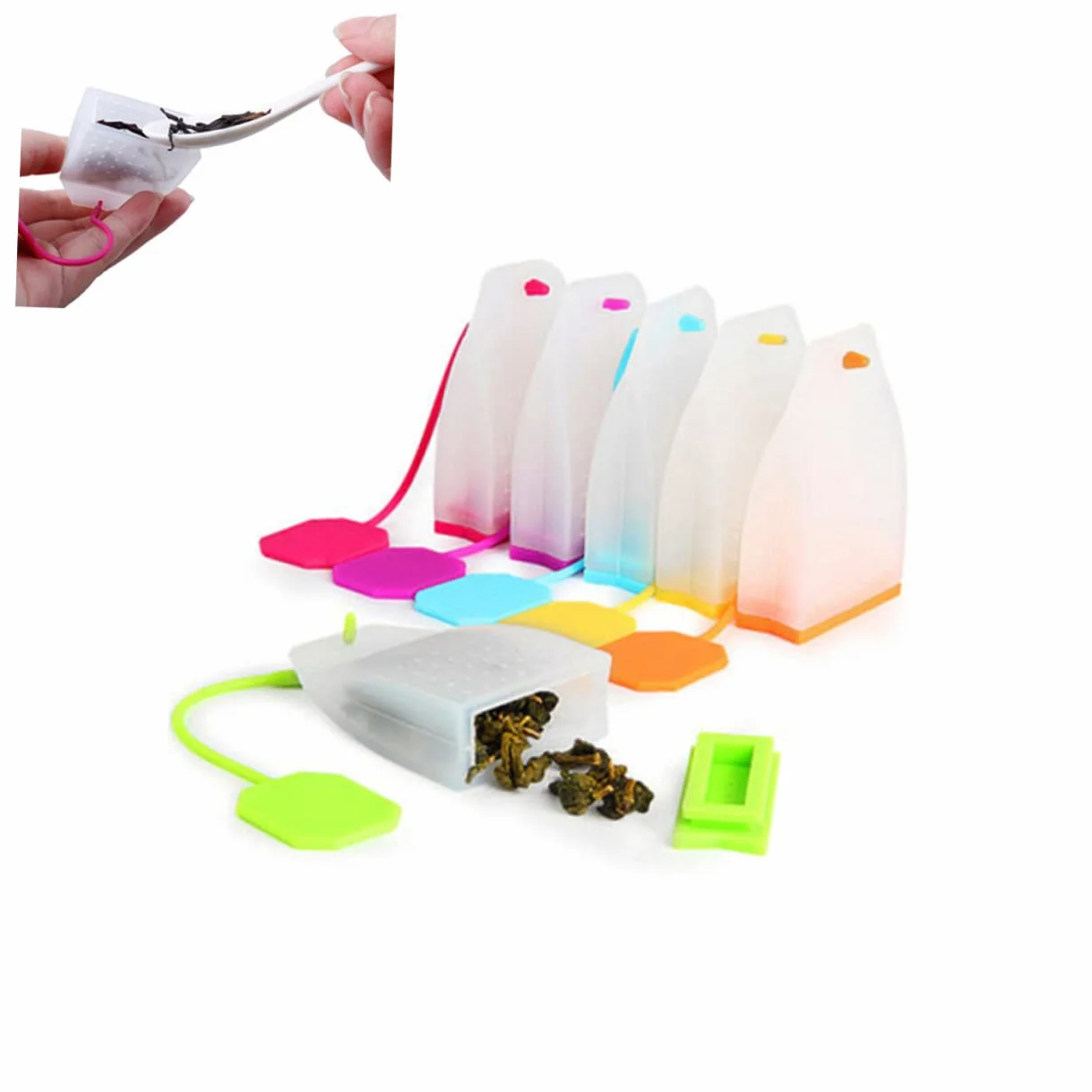 PRETYZOOM 18piezas Filtros De Té De Silicona Reutilizables Infusor De Té Práctico Para Tazas Teteras y Mugs Fácil De Limpiar y Usar Color Aleatorio