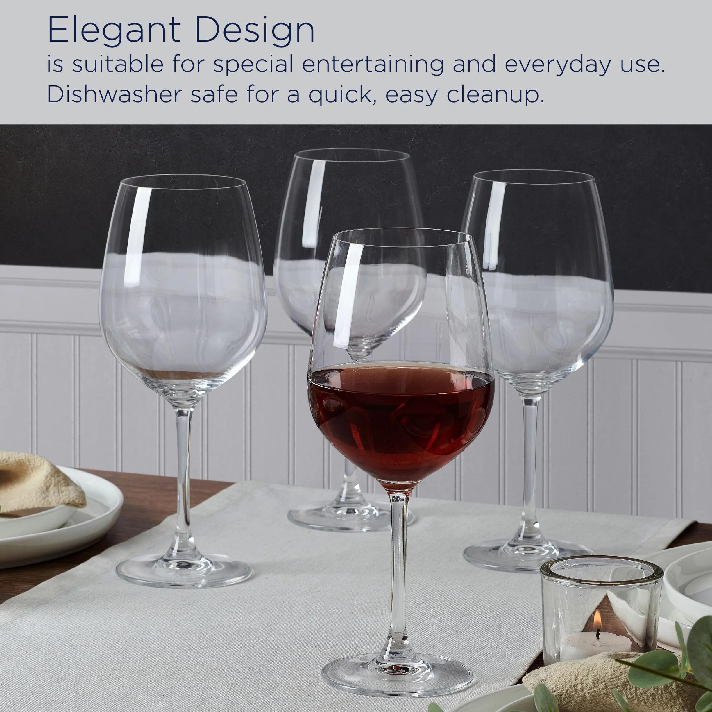 MIKASA Lana Bordeaux - Juego de 4 copas de vino tinto de 22 onzas, transparente