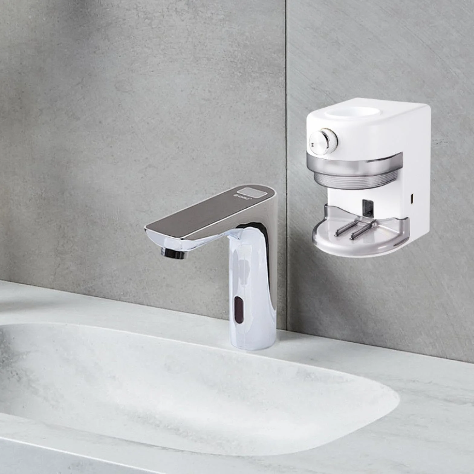 Dispensador de Pasta de Dientes con Soporte Y Reposacepillos, Blanco, Individual