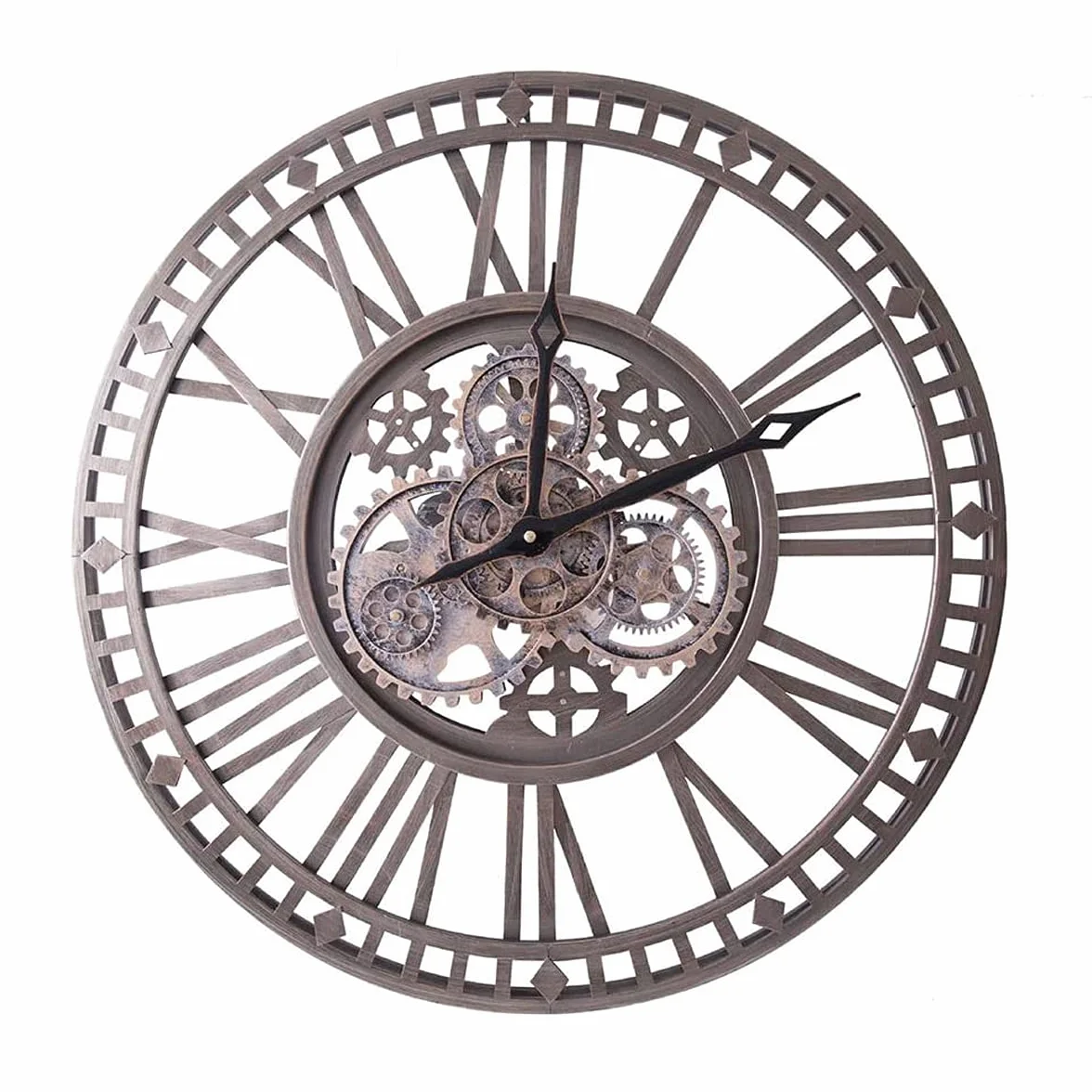 GJXJY Reloj de pared con engranajes móviles, reloj de pared vintage de 60 cm de diámetro, metal grande, estilo industrial 3D, retro, reloj de pared artístico europeo para salón, cocina, dormitorio,