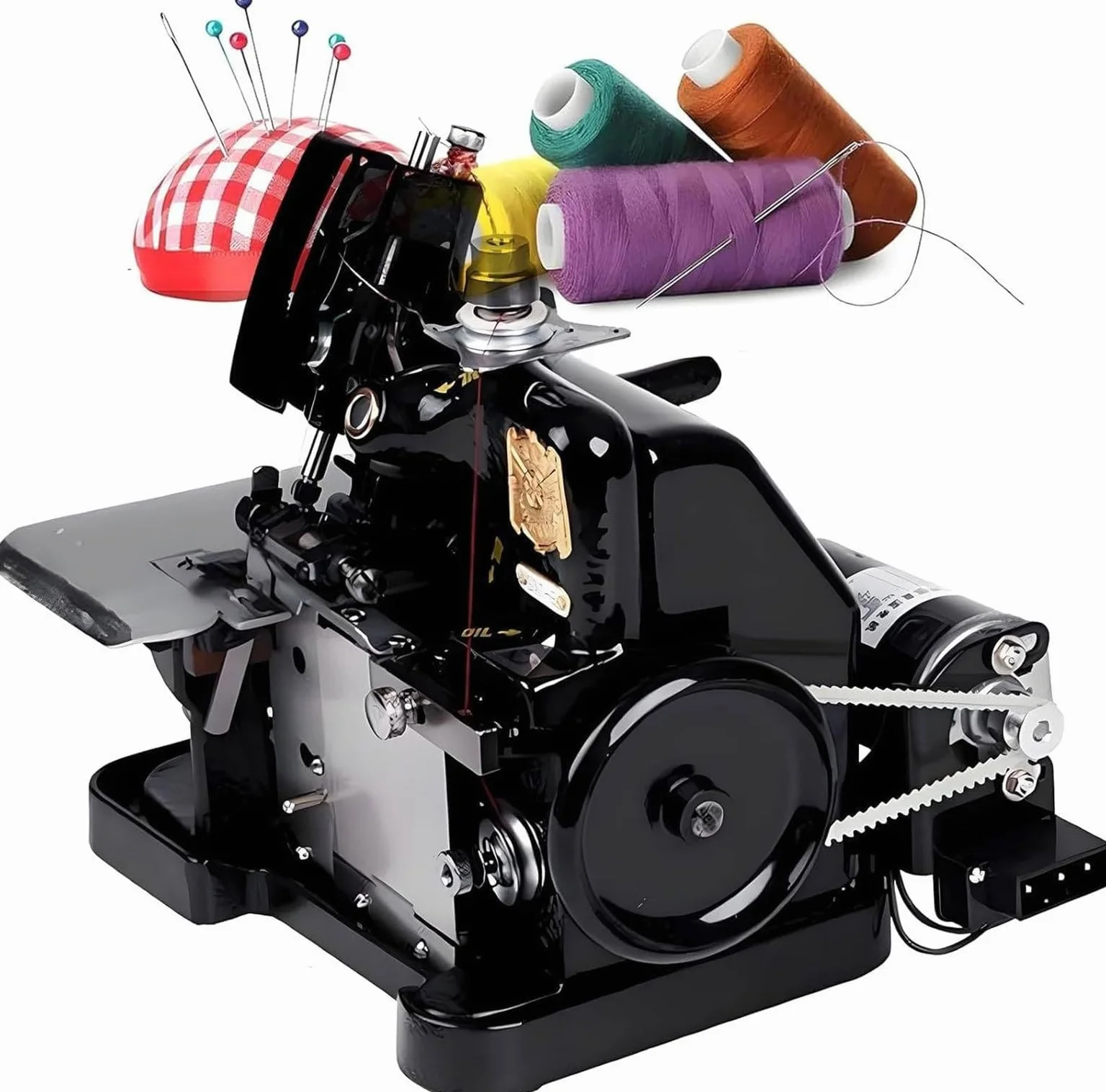 Overlock - Máquina de coser para dobladillo y costura, capacidad de 3 puntadas, longitud de puntada ajustable, 3000 puntadas/min, 3 - 4 mm de ancho
