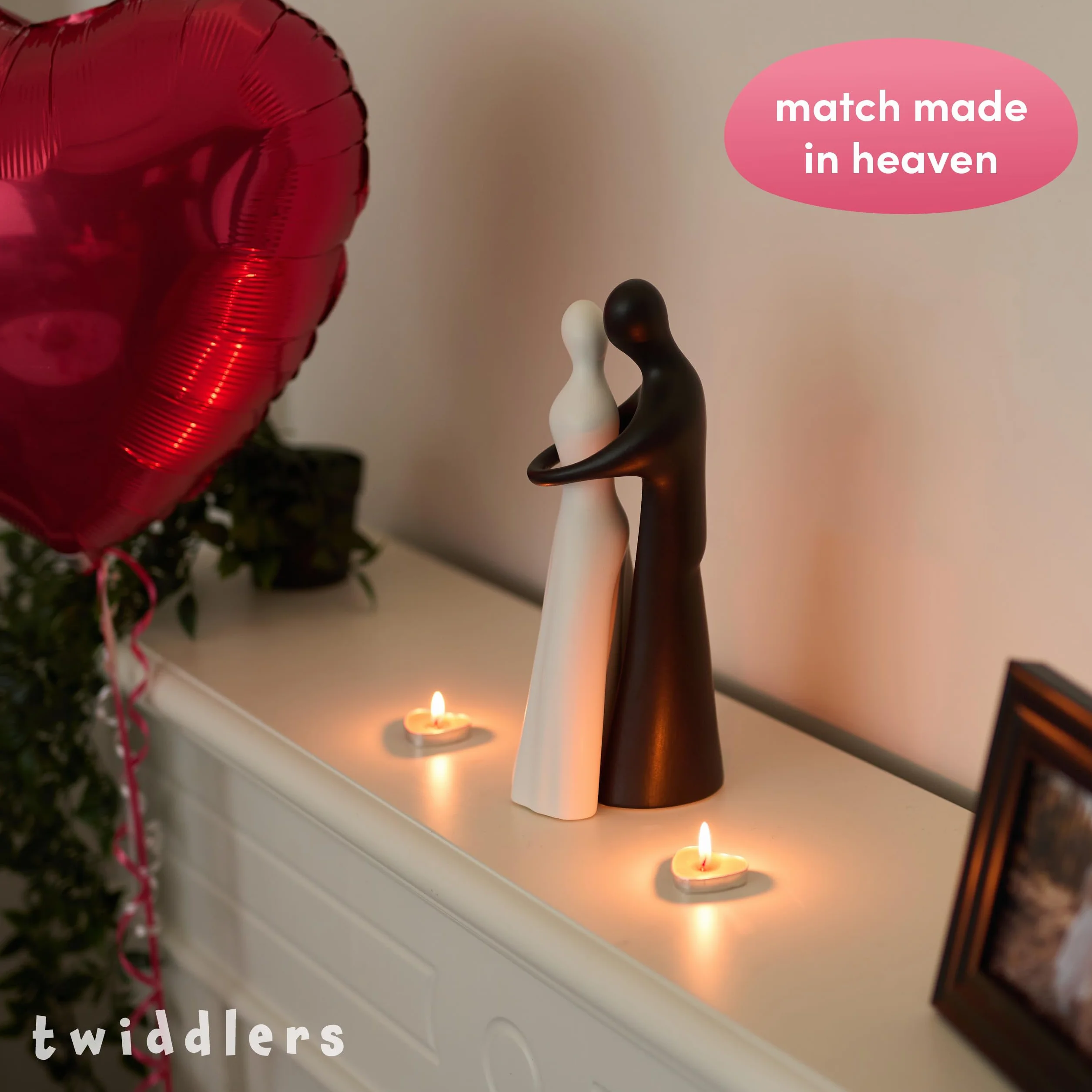 THE TWIDDLERS 50 Velas Rojas en Forma de Corazón para San Valentín, Decoración Romántica, Centro de Mesa