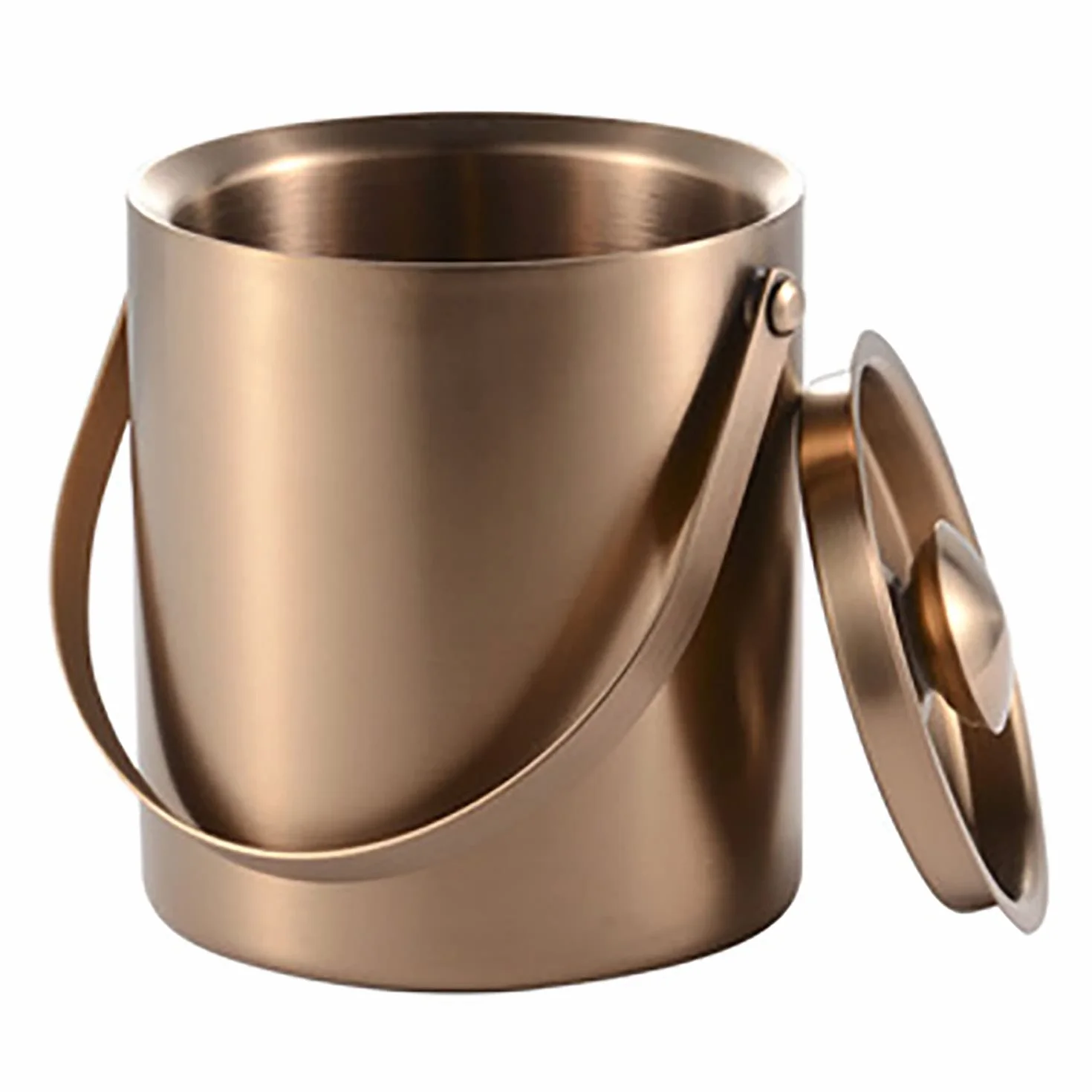 CHACKET del Cable DE Ice Bucke, Cubo de Hielo Aislado con Tapa y Pinzas Selladas, Pared Doble térmica, Cubo de champán de Acero Inoxidable con Almacenamiento de Pinzas, for Fiestas