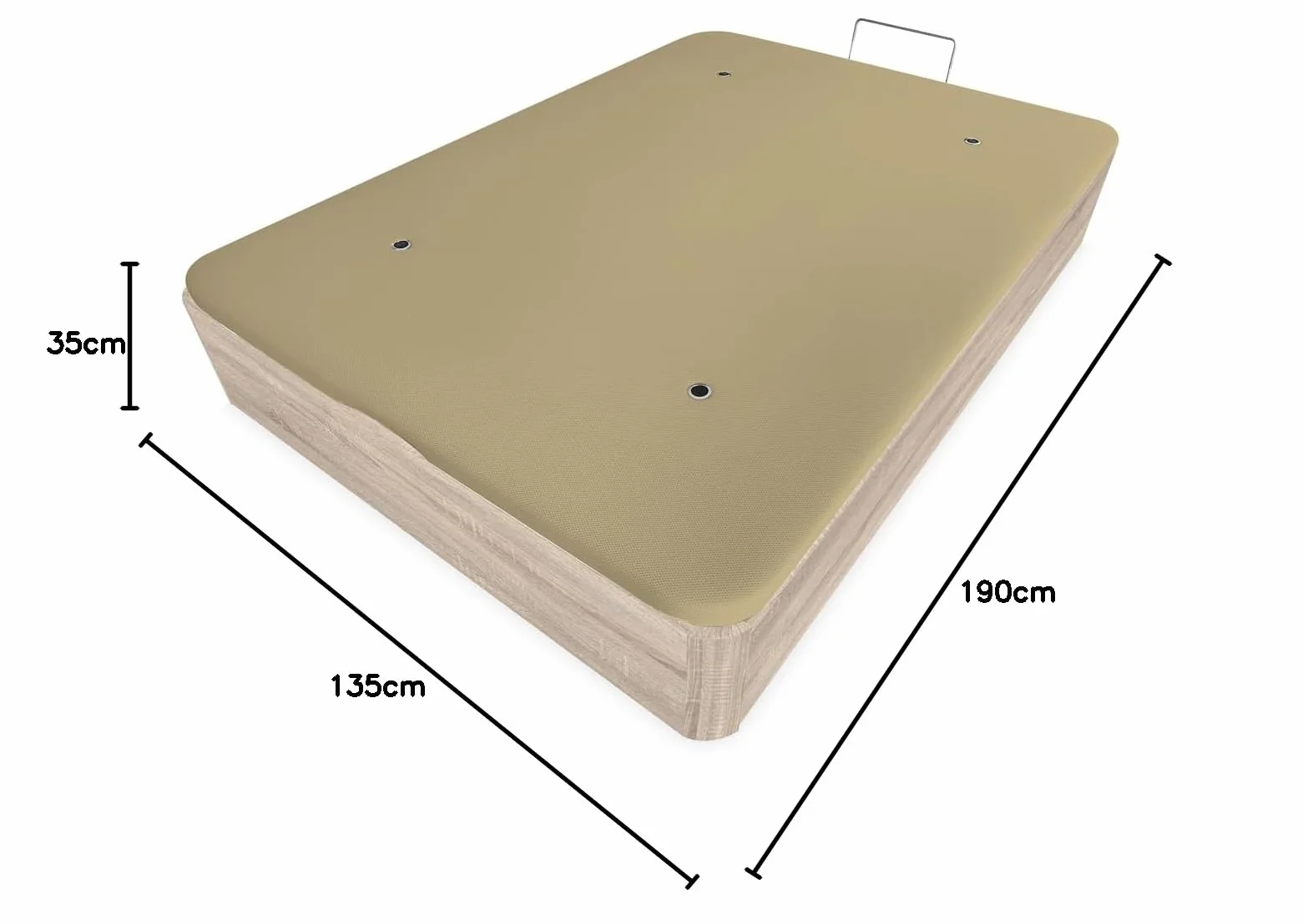 amuéblate Online - Canapé Abatible Extra Reforzado Gran Capacidad con Tapa Transpirable, Esquinas Redondeadas, 135 x 190, Cambria