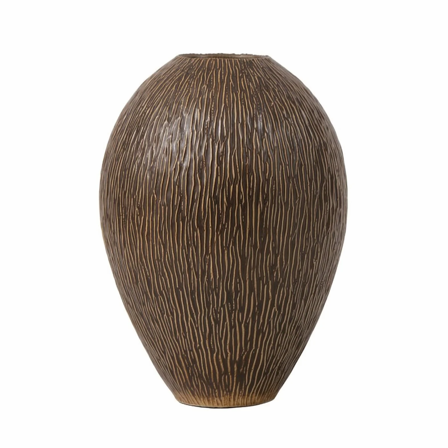 Jarrón de Cerámica Florero Botella Ornamento Superficie Estriada Hecha a Mano y Silueta con Cuello Estrecho Base Estable para Estanterías Recibidor, Negro Envejecido, 24.5 24.5 H28cm
