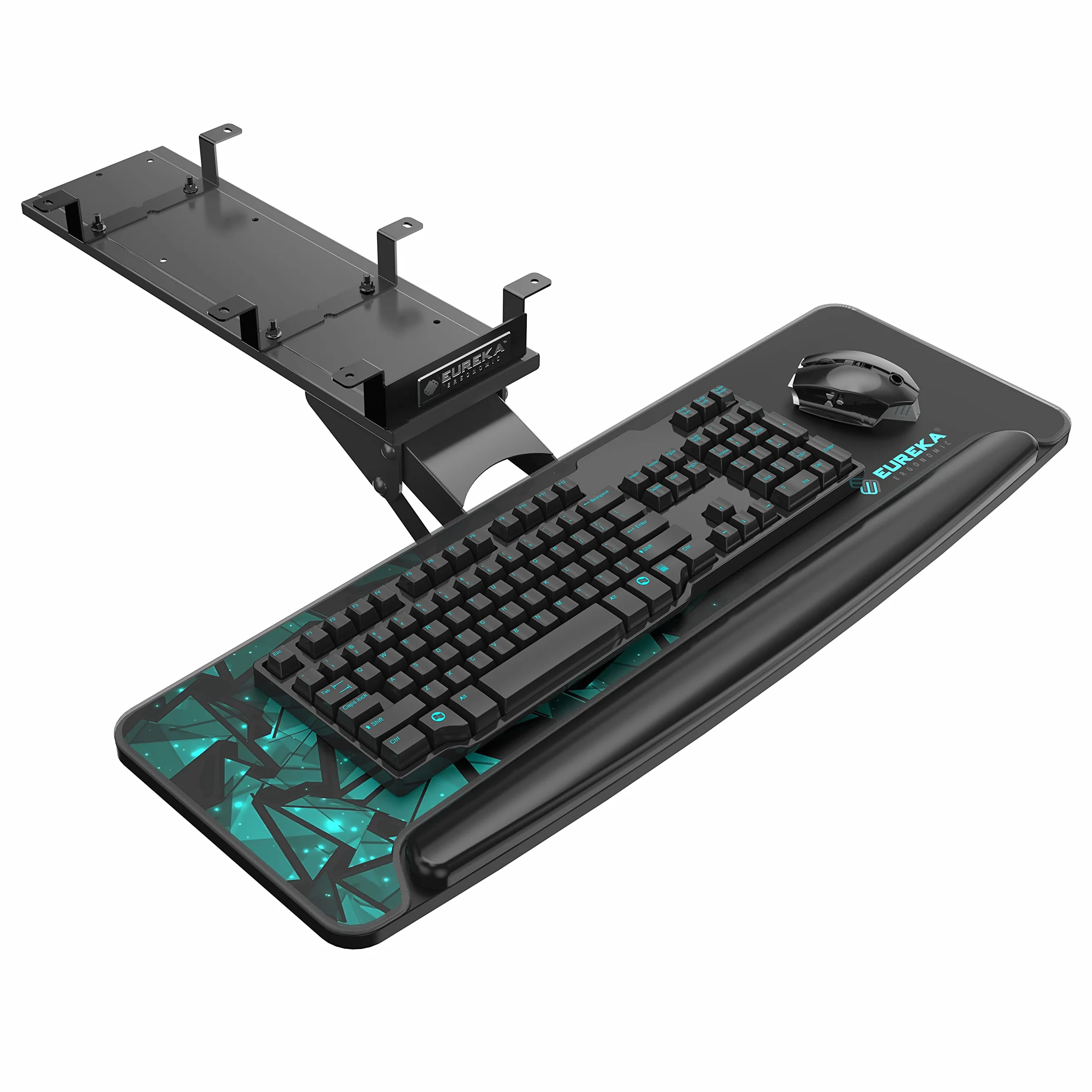 EUREKA ERGONOMIC Bandeja para Teclado Altura Ajustable y diseño de ángel Plataforma para Teclado Plataforma retráctil para Escritorio Estante Giratorio diseño ergonómico (Rojo)