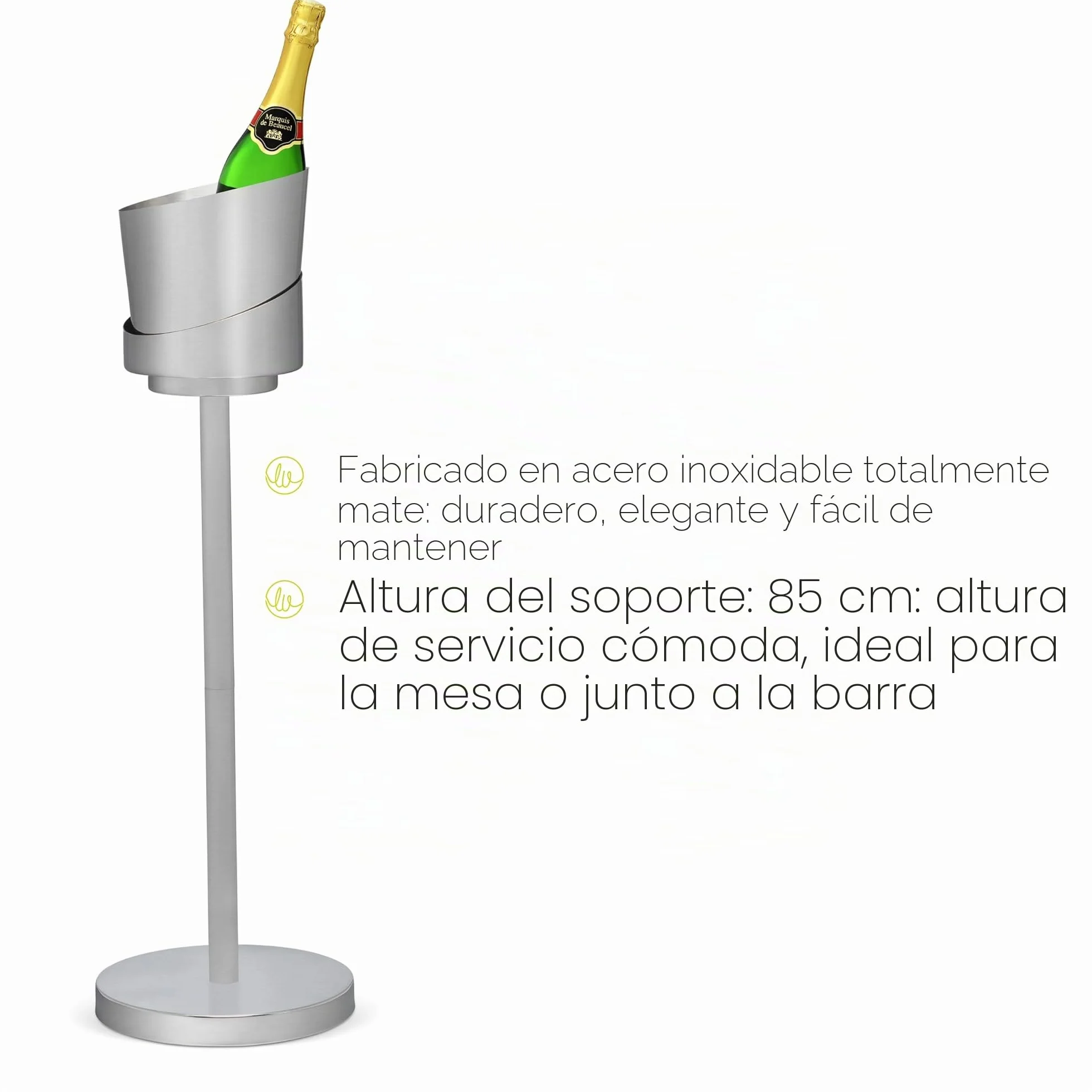 Leopold Vienna - Enfriador de champán con soporte incluido acero inoxidable mate