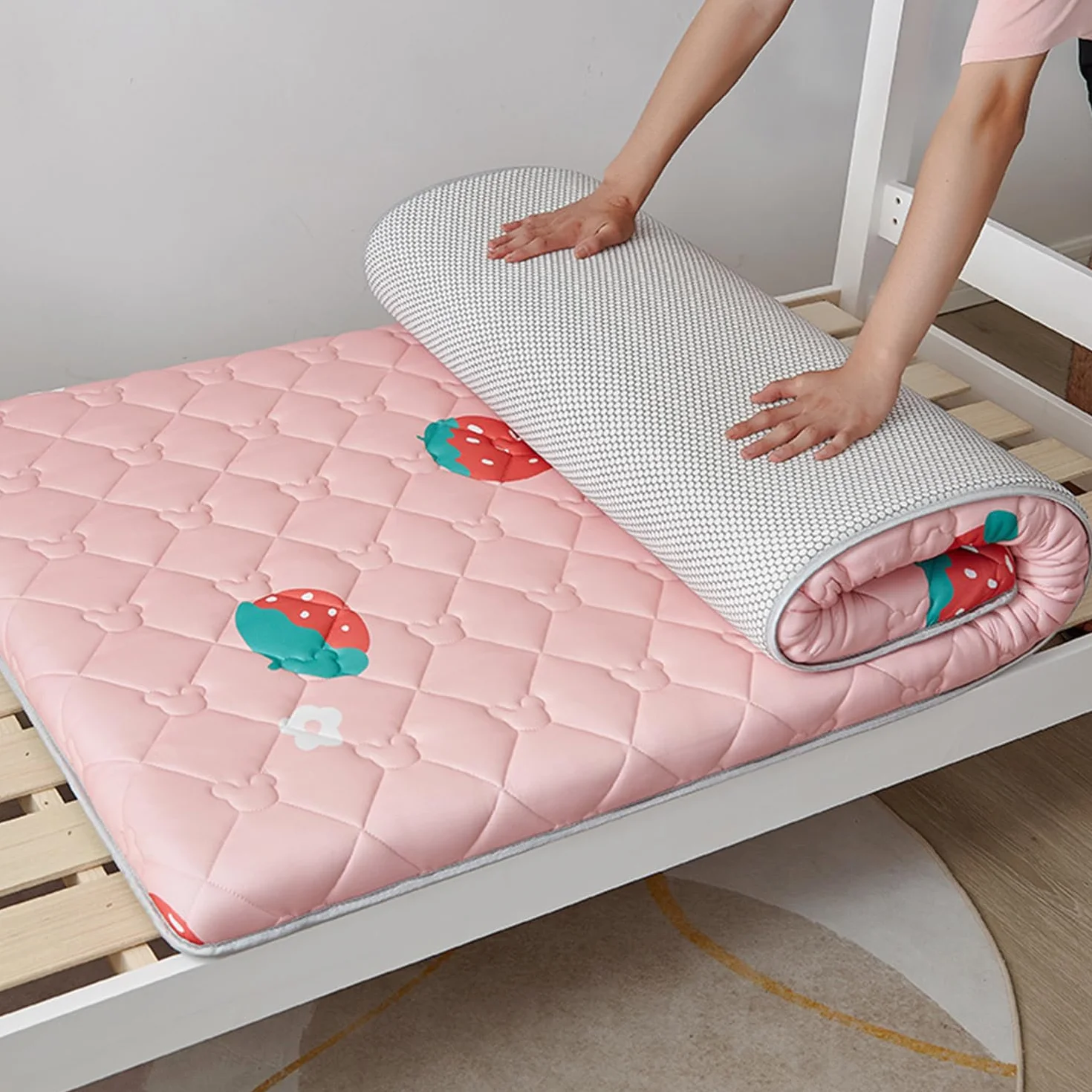 F,60x160cm, Colchón De Futón Almohadilla Tradicional Japonesa De Piso Cómodo Y Suave Grosor 3Cm Almohadilla Plegable para Dormir Piso Cama De Huéspedes para Dormitorio