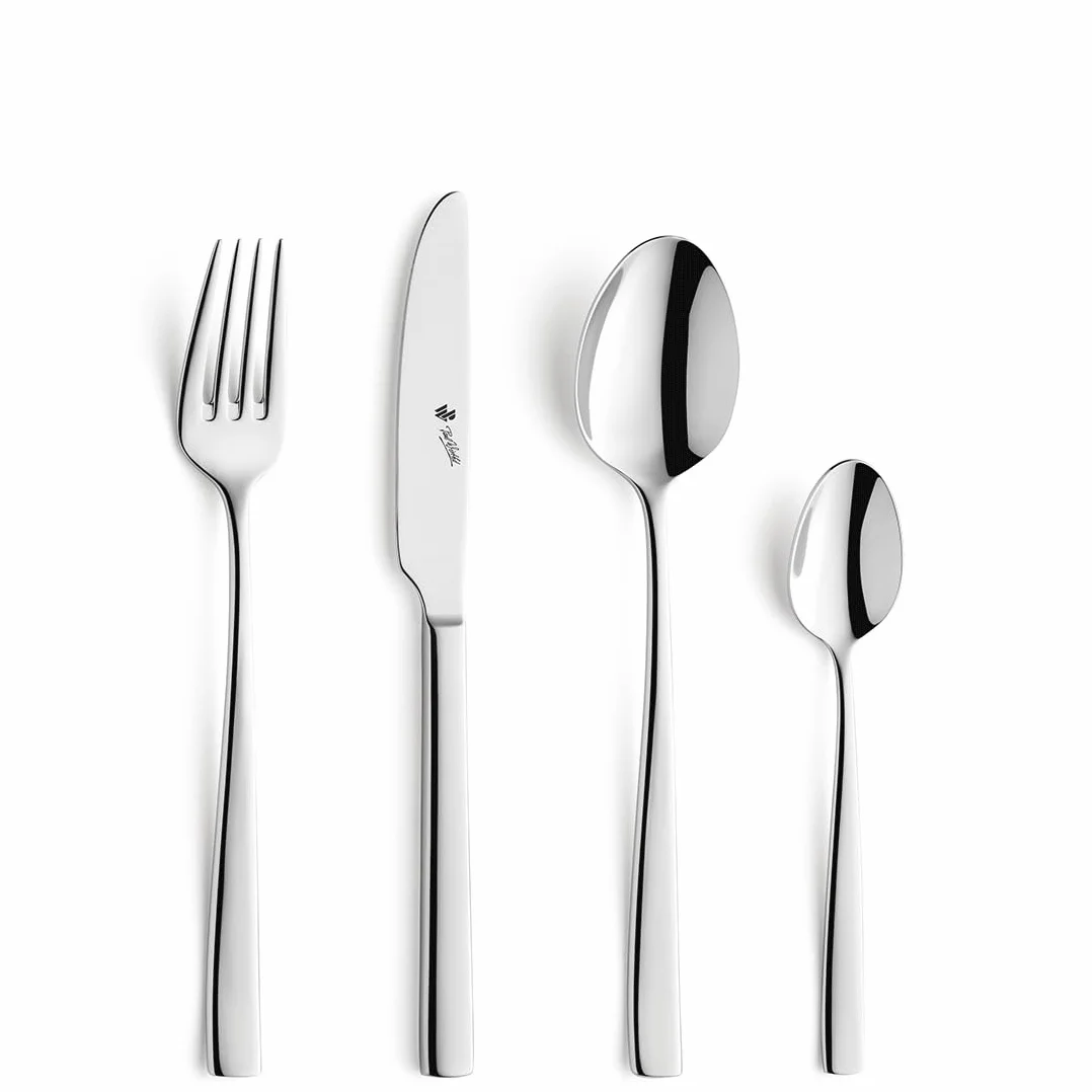 PW Paul Wirths Pure 90 - Cubertería para 6 personas, 24 piezas, acero inoxidable pulido, apto para lavavajillas, cubiertos con bandeja para cubiertos