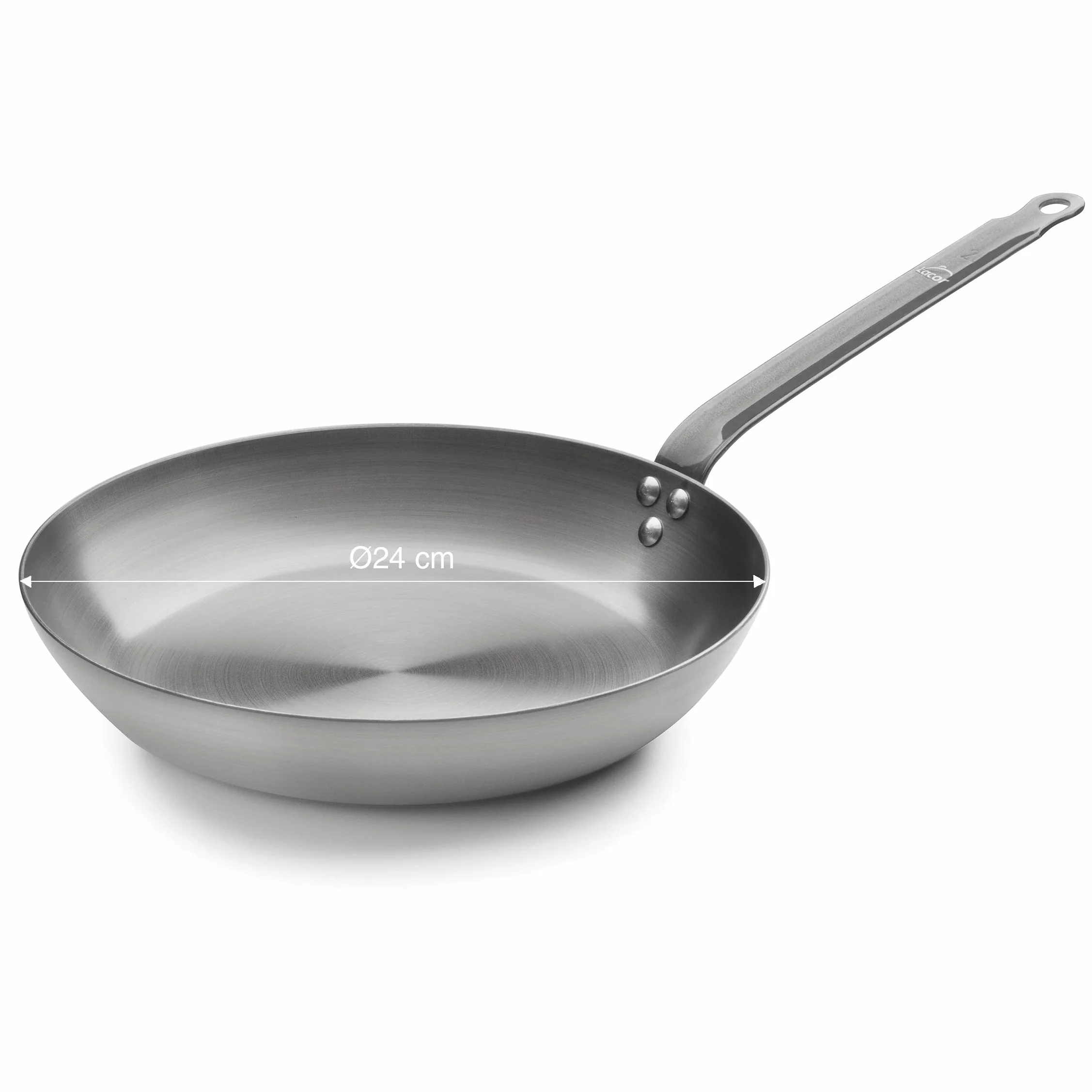 LACOR - 63624 - Sartén Ferrum Gris 24 cm - 100% Hierro Natural, Hecha en España, Apta para Inducción, Alta Temperatura, Duradera y Ecológica.