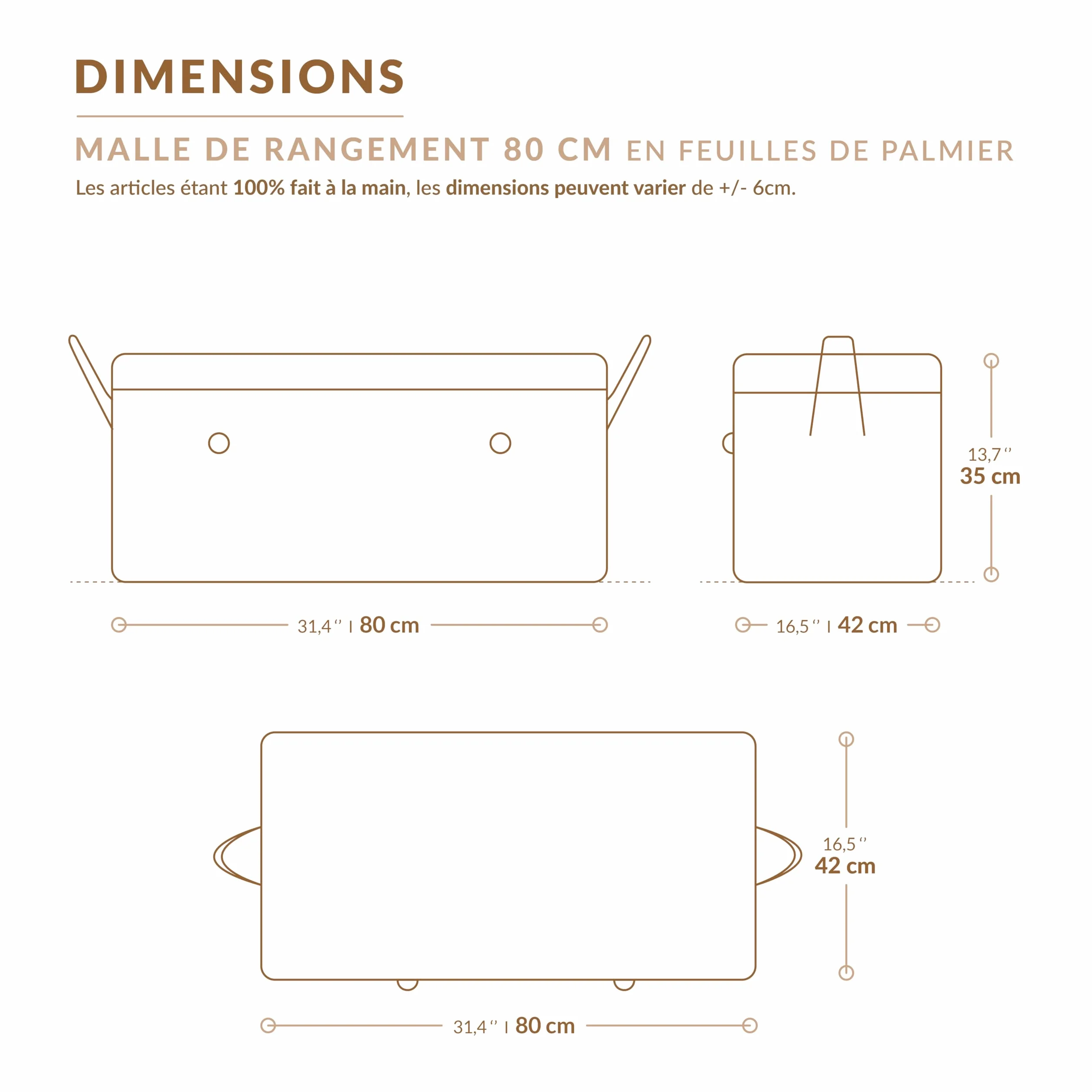 Baúl de Almacenaje de Mimbre, Cesta Grande para Juguetes, Estilo Boho Chic, Decoración para Hogar (80cm)