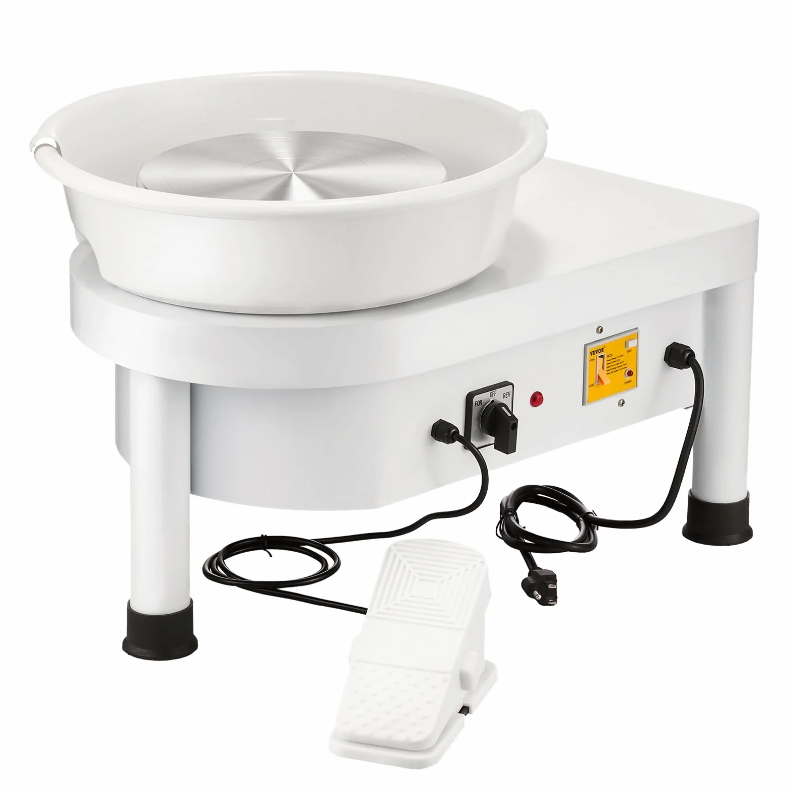 Mophorn Máquina de Cerámica 25 cm, Rueda de Cerámica Eléctrica de 280 W con Pedal y Herramienta de Lavabo Desmontable, Máquina de Dibujo de Cerámica para Bricolaje Enseñanza Escolar