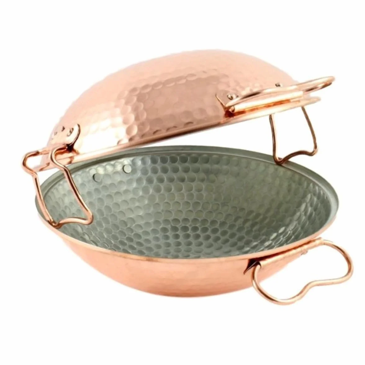 Mali's C20019 - Cataplana, Saltadora, Wok de cobre martillado interior estañado - Horno, todas las luces excepto inducción, Ø 30cm
