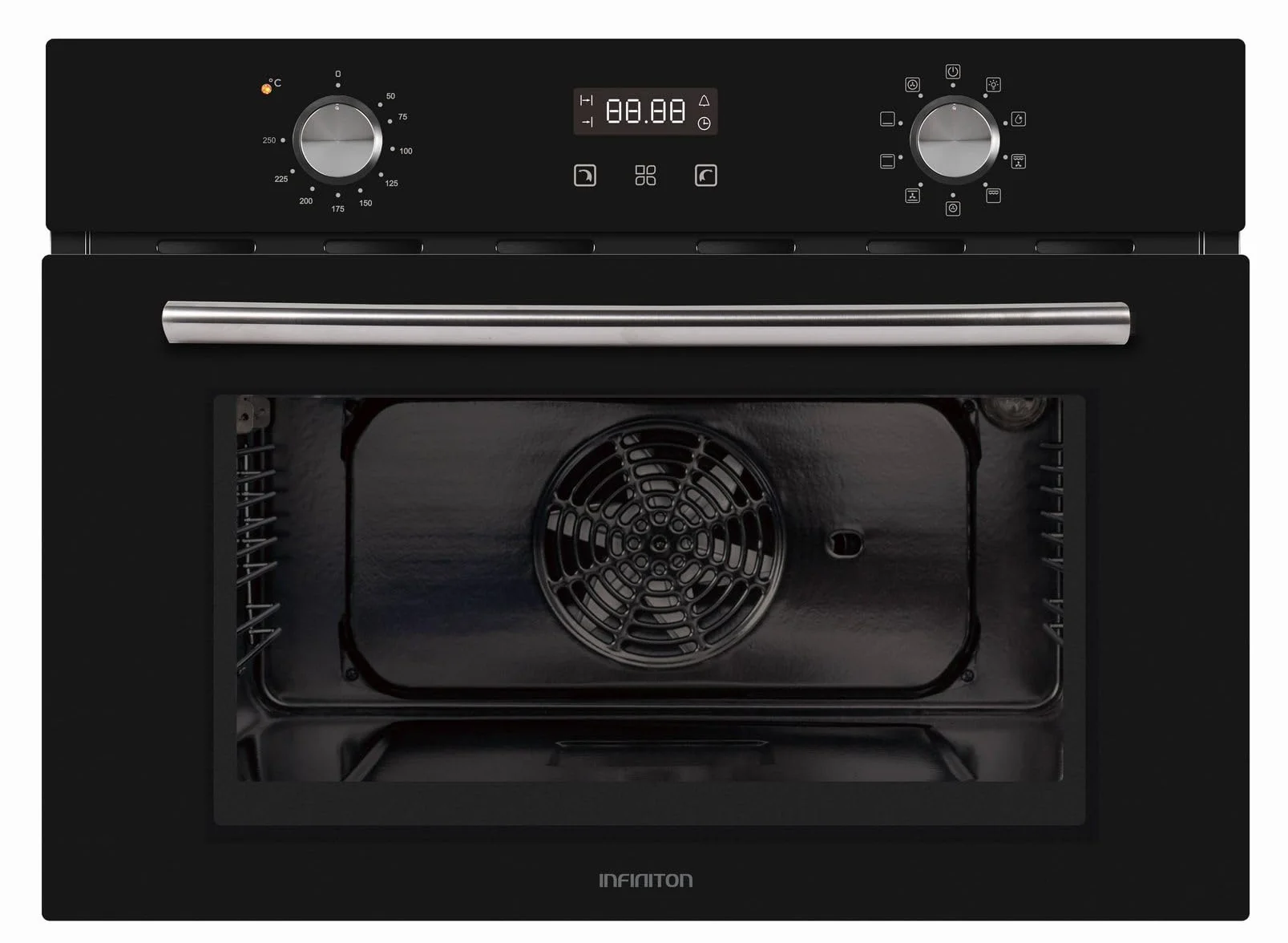 INFINITON Horno Multifunción 40BEN1, 45 Litros, Ancho 60 cm, Control electrónico, Guía telescópica y rejilla lateral extraible, A, Acabado CRYSTAL BLACK