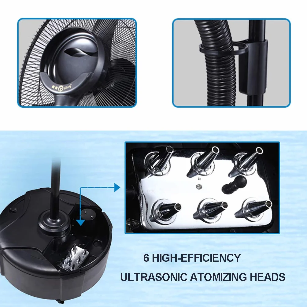 Ventilador Nebulizador Oscilante Premium, Humidificación por Atomización Ultrasónica para Uso Comercial Y Residencial.