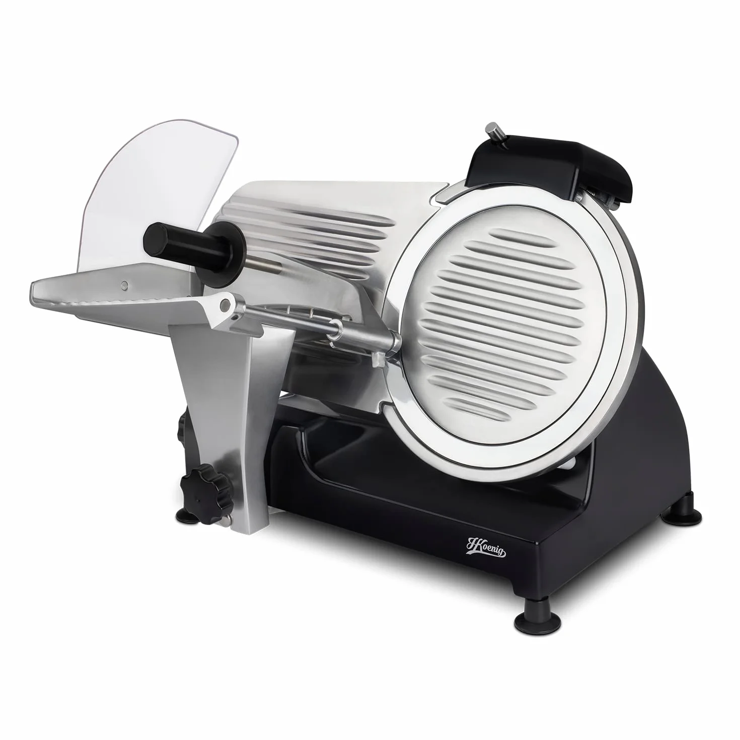 Cortafiambres eléctrico profesional MSX252 de H.Koenig - Cuchilla de 25 cm, corte ajustable 0-12 mm, afilador integrado, gran superficie de corte, 282 rpm – Negro