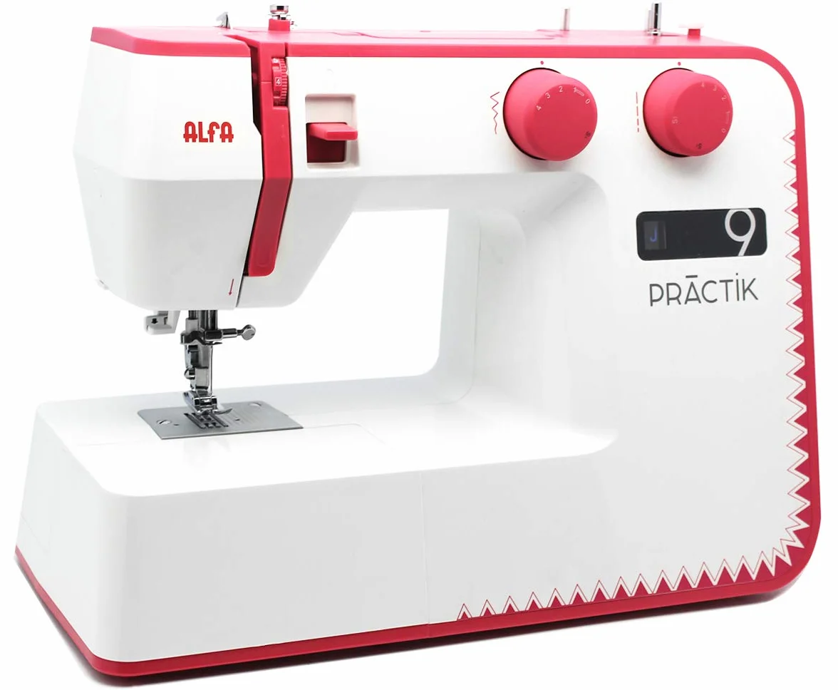 Alfa Máquina de Coser Practik 9, 34 Puntadas, Luz LED, Chasis metálico