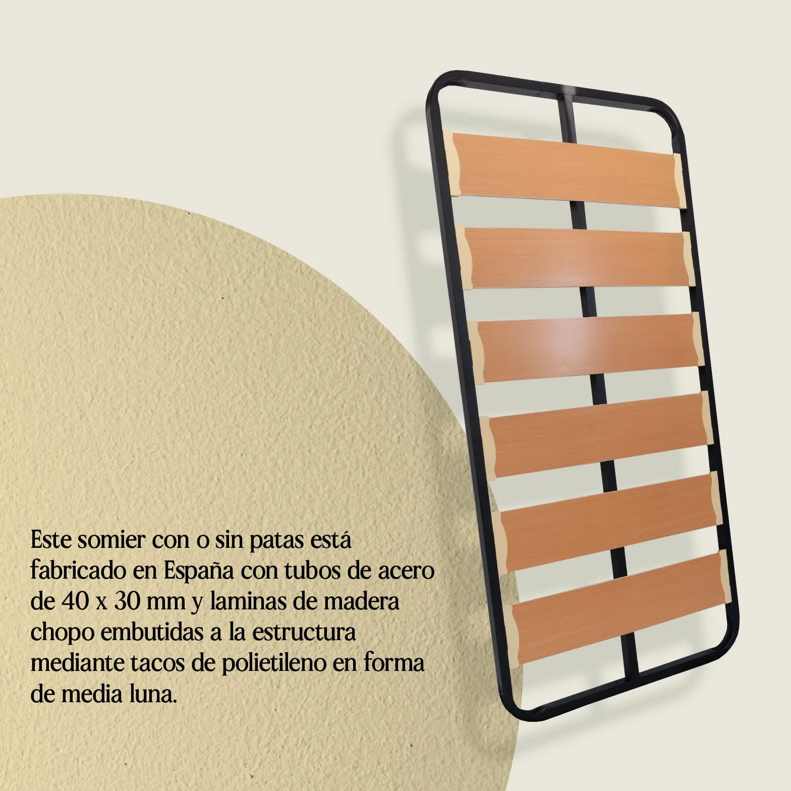 MUEBLIX.COM | Somier Lama Ancha para Cama 105 x 190 cm | Somier con 4 Patas | Láminas Madera de Chopo de 17 cm y Estructura de Tubos de Acero | Útil para Camas Nido o Camas Individuales