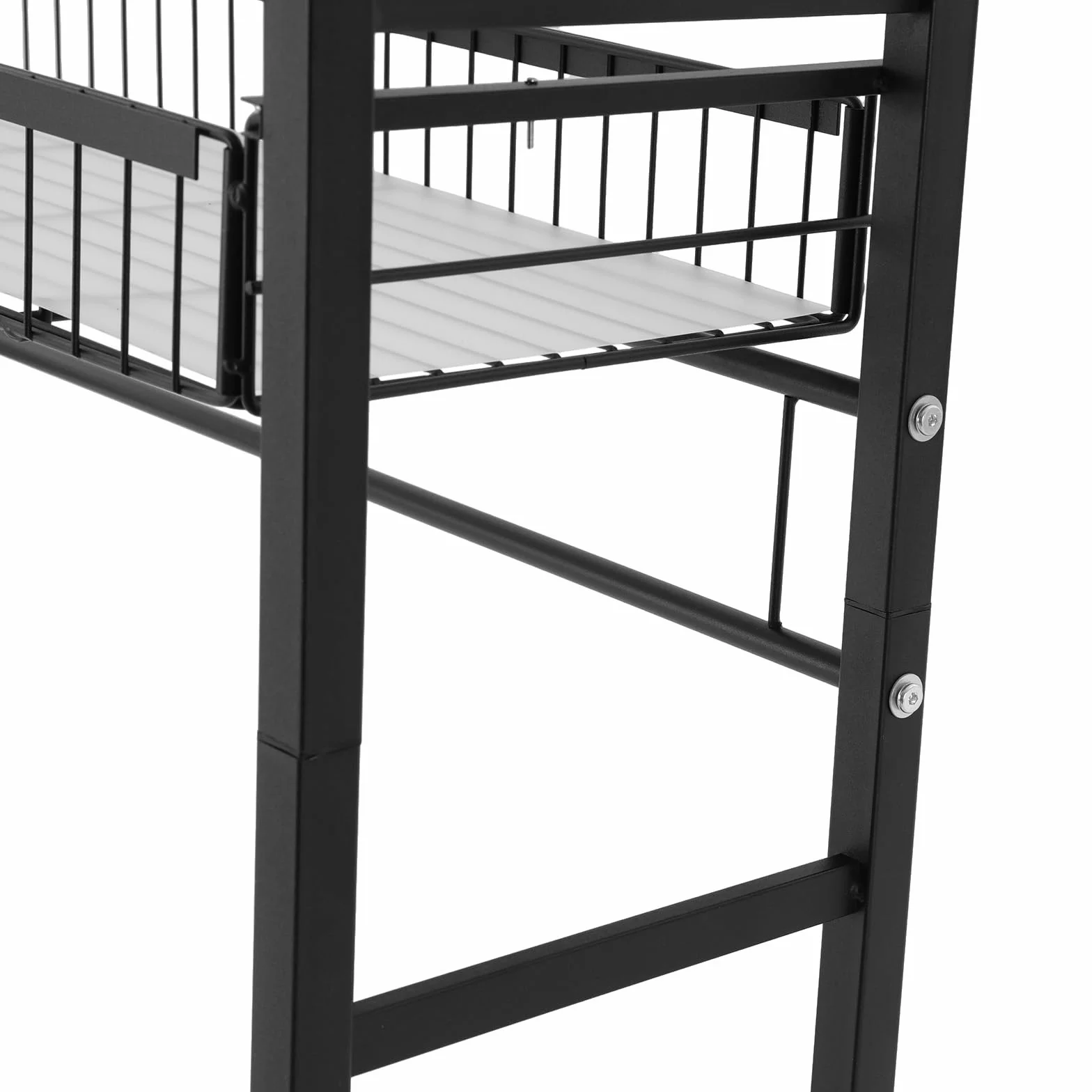 Estantería para lavadora de 3 niveles, color negro, estantería de baño, dos cestas de almacenamiento, con ganchos, ahorra espacio, reposapiés antideslizantes, 70,5 x 26 x 157,5 cm