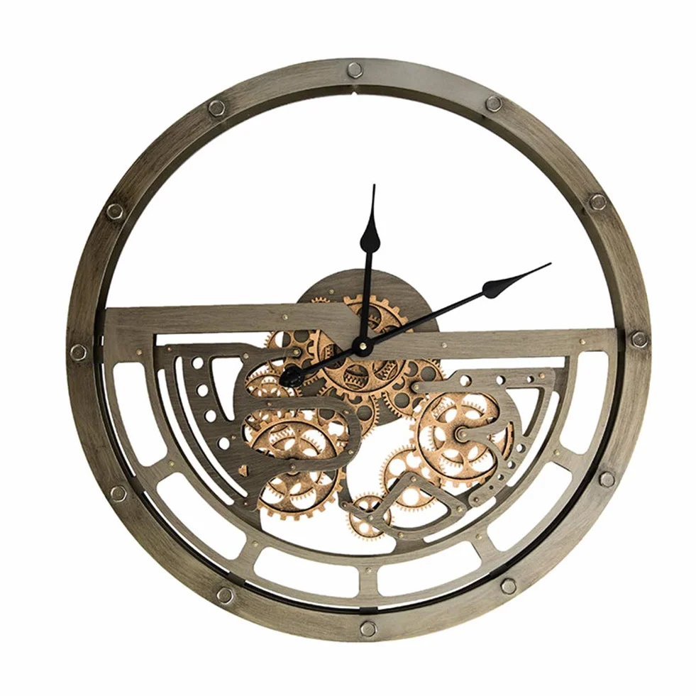 WOERD Reloj De Pared De Estilo Industrial Retro Europeo Engranajes En Movimiento Reloj Creativo De La DecoracióN De La Sala De Estar del Reloj del Engranaje del Arte del Metal