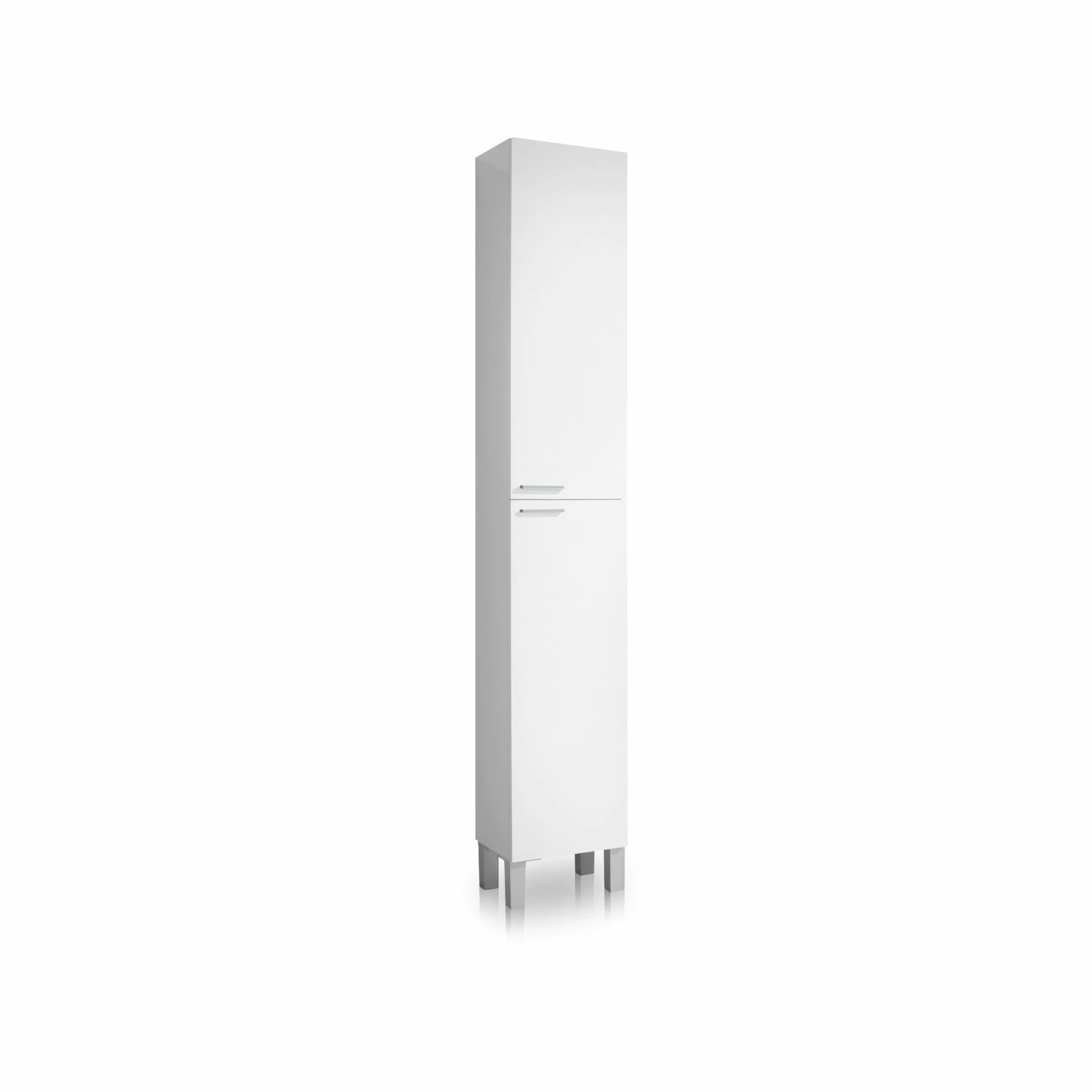 duehome | Mueble de Baño, Columna de baño 2 Puertas y 4 Patas, Modelo Inspire, Acabado en Color Blanco Brillo, Medidas: 30 cm (Ancho) x 182 cm (Alto) x 25 cm (Fondo)