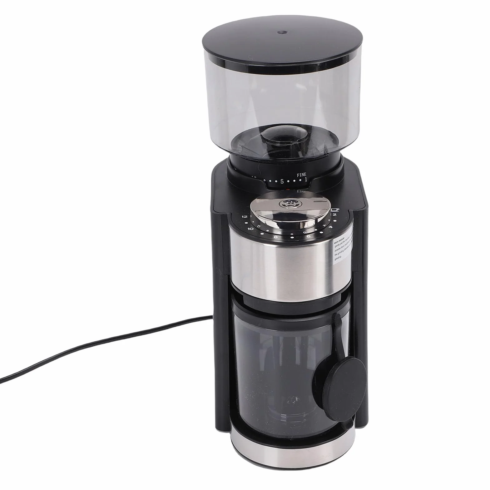 Molinillo de Café Eléctrico de Muelas Cónicas, Ajustable de Acero Inoxidable, Depósito de 250g con Piezas Desmontables para Uso Doméstico y Oficina (Enchufe europeo 220V)