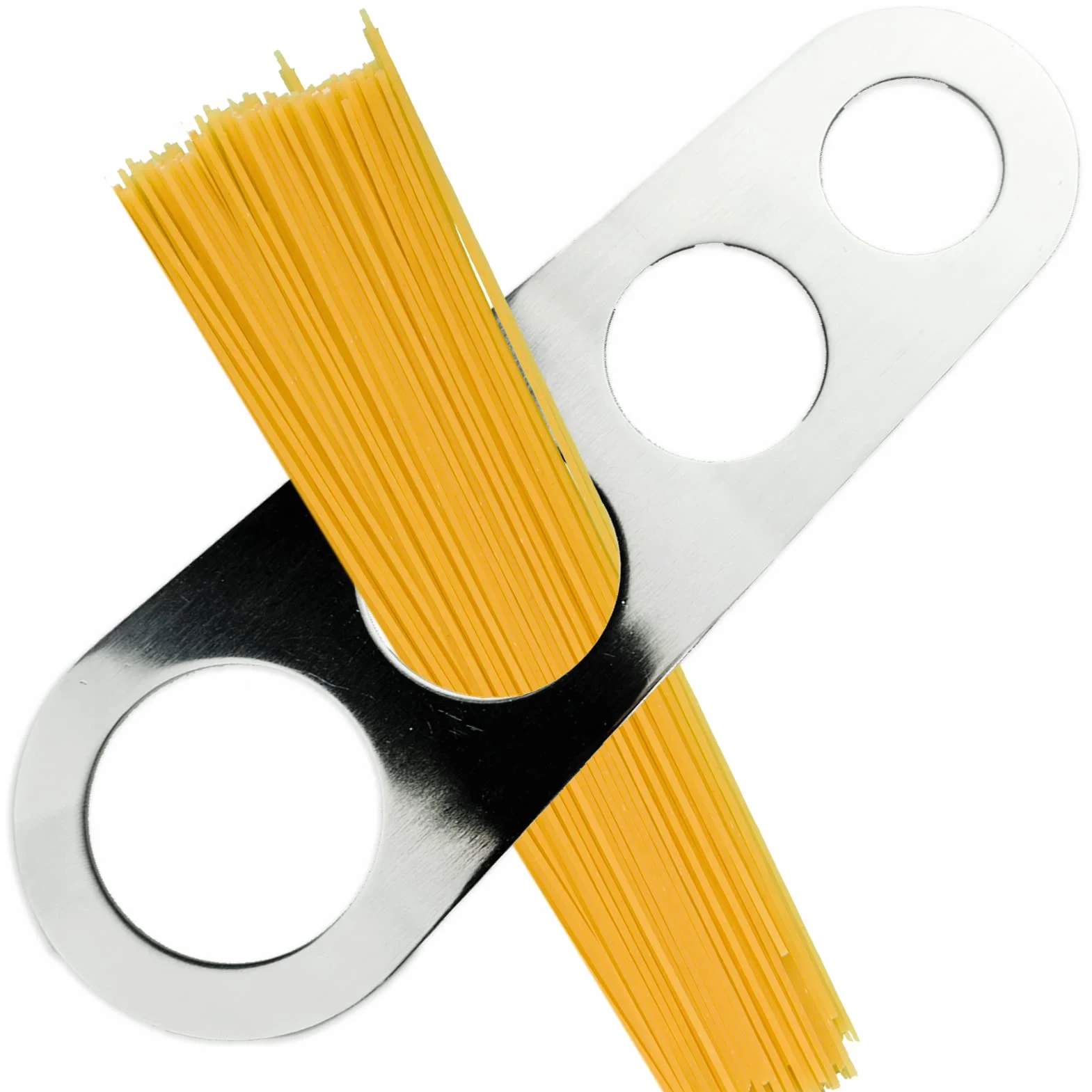 Medidor de espaguetis de acero inoxidable de 4 agujeros, medida de pasta, control de porciones
