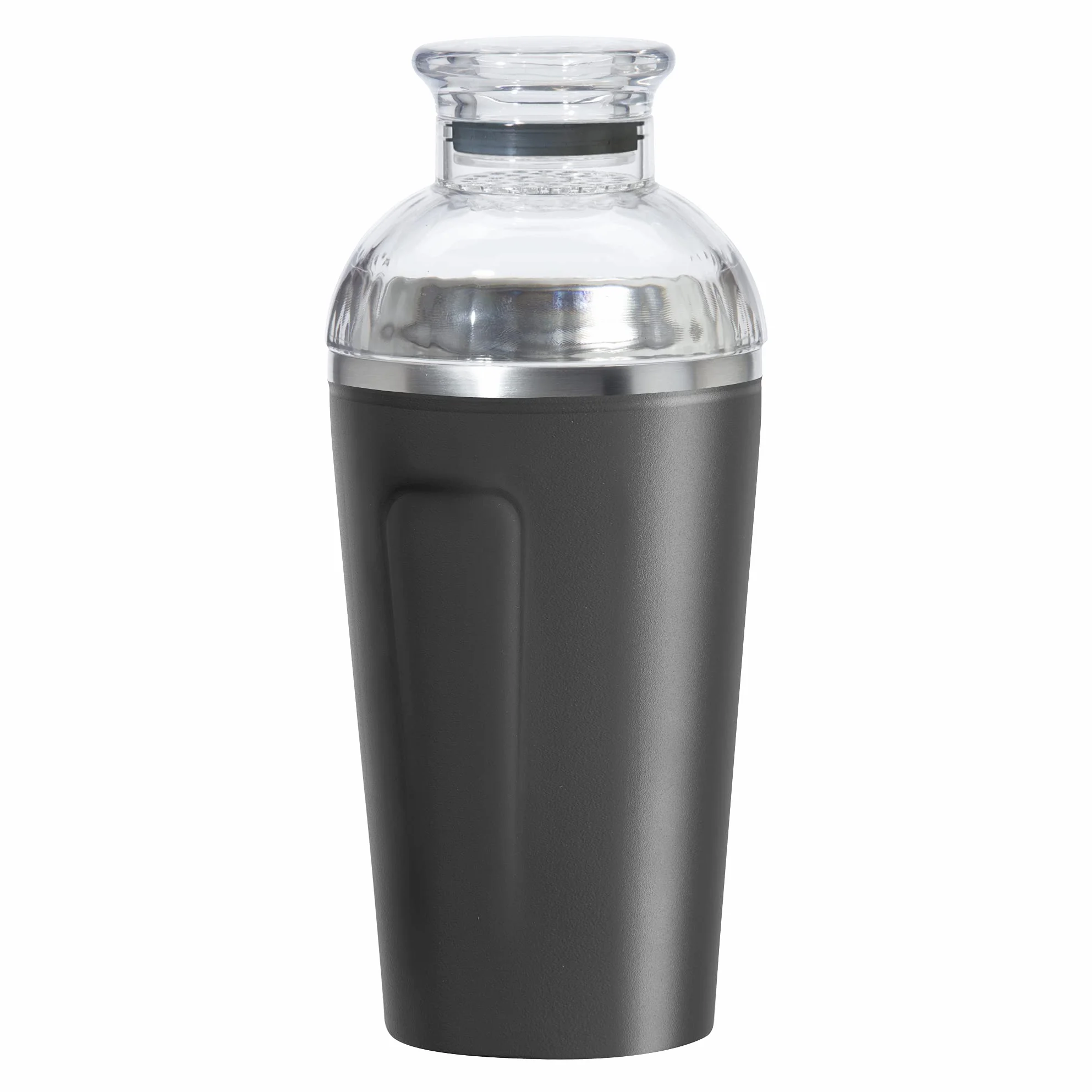 OGGI Groove Insulated Cocktail Shaker-16oz Double Wall Vacuum Insulated Stainless Steel Shaker, Tritan Lid has Built In Strainer, Ideal Cocktail Mixer, Martini Shaker, Margarita Shaker, Black