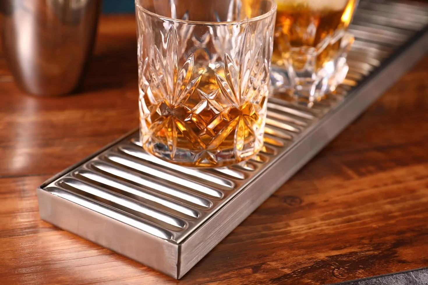 Cocktail7 Bandeja de Bar Acero Inoxidable, Escurridor, Rejilla, 50 x 10 cm, Plateada, Bandeja de Recogida, Bandeja de Goteo de Encimera Drip Tray Barmat, Accesorios Bar (Lote de 2 Unidades)