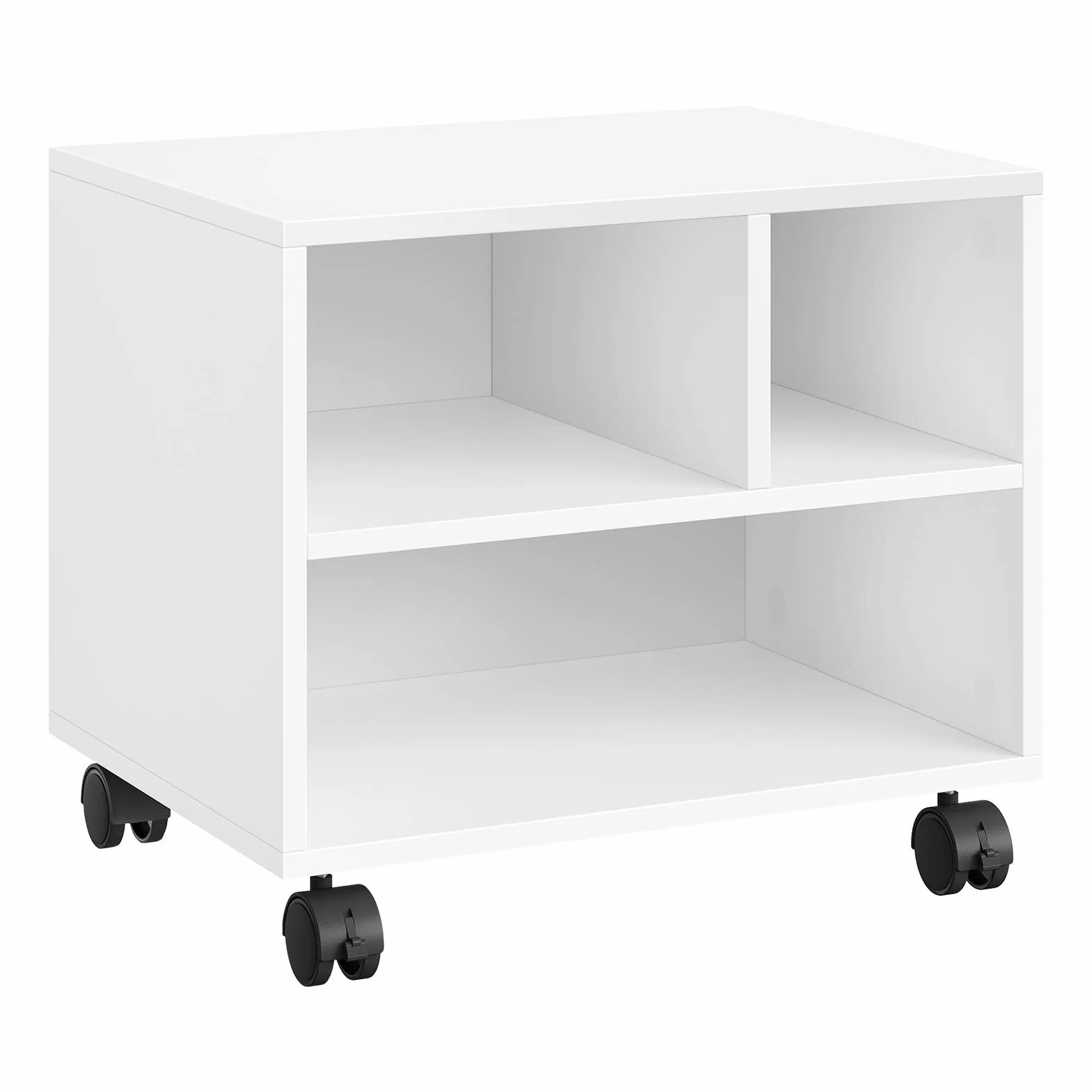 WOLTU Mesa para Impresora con Ruedas, Soporte de Impresora, Estantería Móvil, 3 Compartimentos, 40x30x35 cm, Blanco