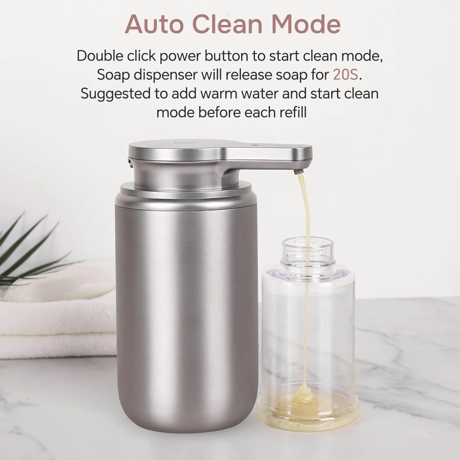 Dispensador automático de jabón, dispensador de jabón de Manos de Acero Inoxidable para baño, Cocina, Recargable, Bomba de jabón de Manos sin Contacto, 12 onzas