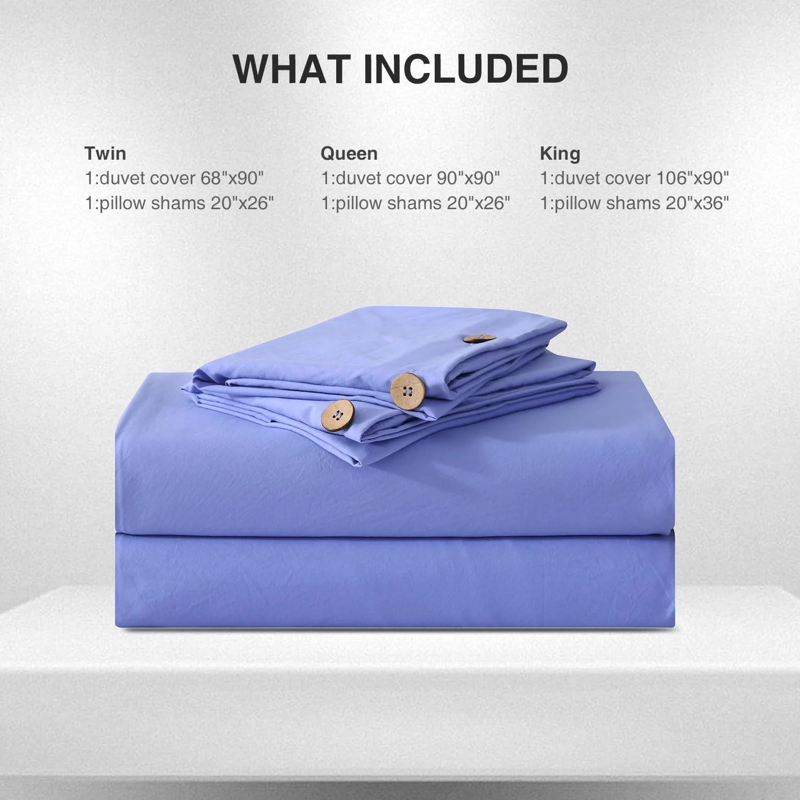 APSMILE Juego de funda de edredón azul claro, tamaño Queen, 3 piezas con 1 funda de edredón de 90 x 90 pulgadas y 2 fundas de almohada (sin edredón), funda de edredón suave con cierre de botón