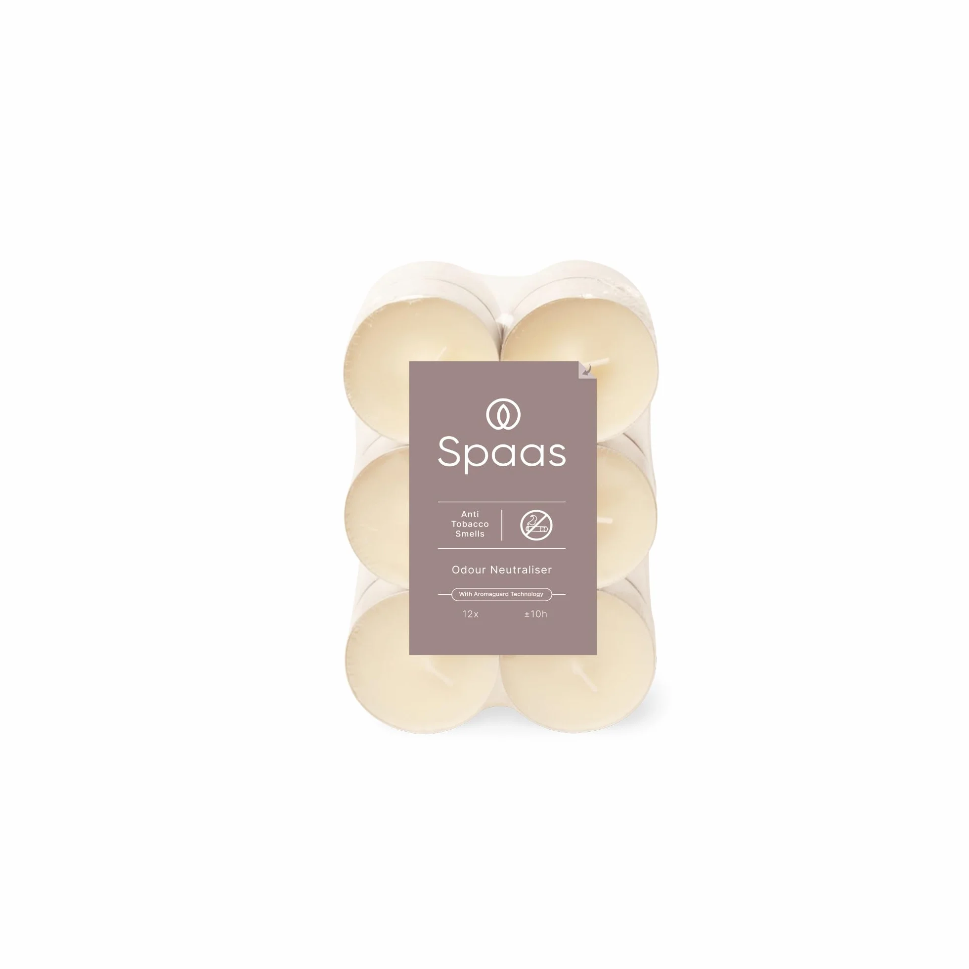 Spaas 12 Velas Antitabaco, 10 Horas, Marfil, 58 mm x 24 mm