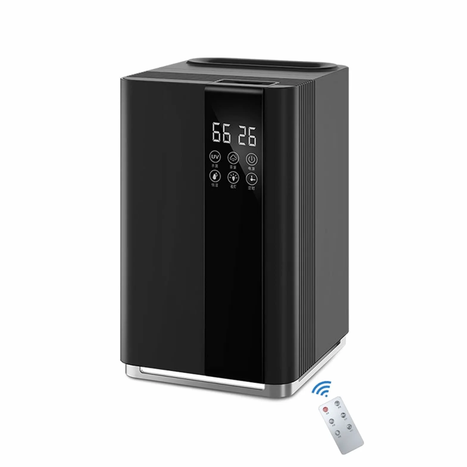 Humidificadores de Aire Humidificadores for la habitación grande del dormitorio, 5L Fresco y cálido Top Top Humidificador de tiempo con 3 velocidades Humidistat, apagado automático, negro Silencioso H