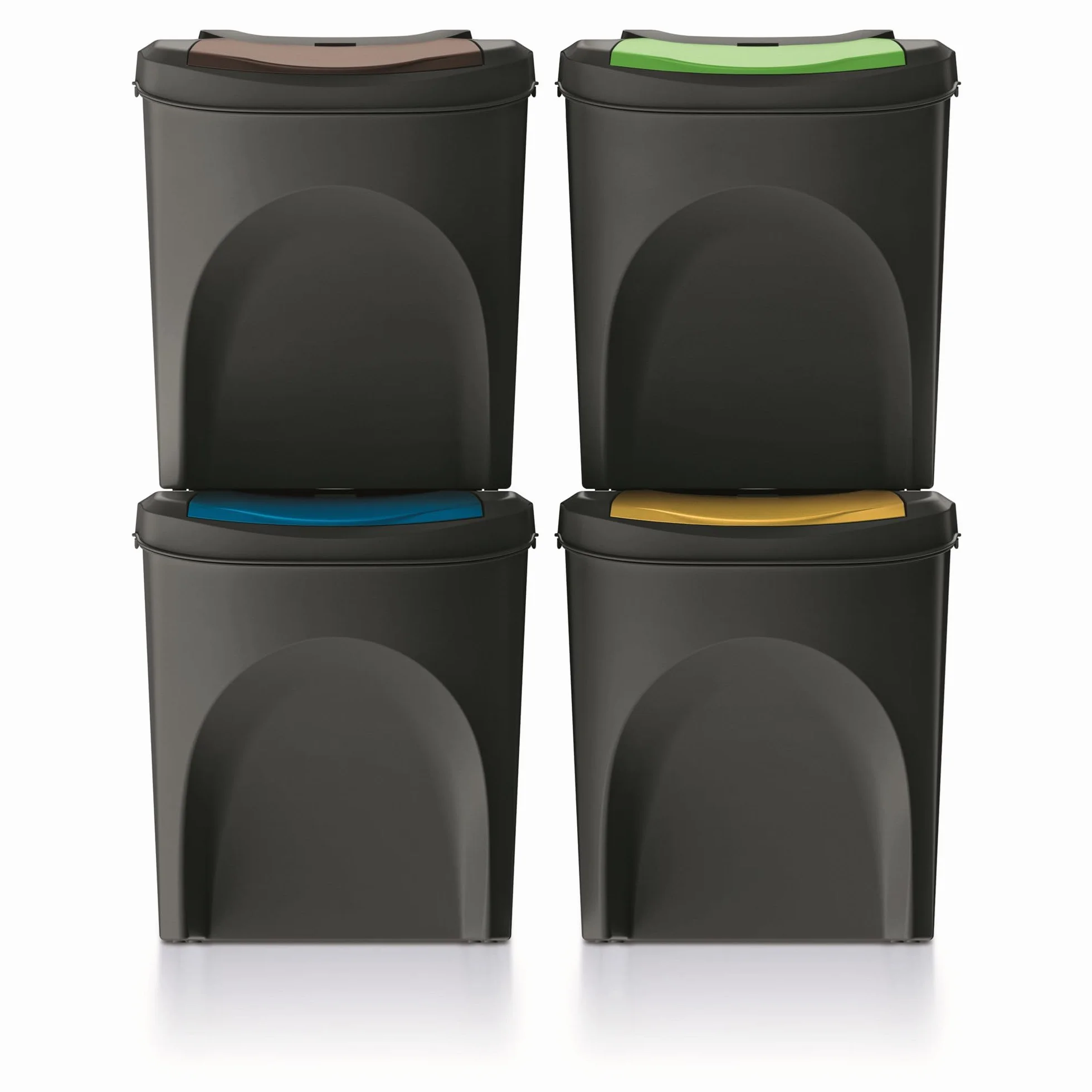 Set de 4 cubos de basura KEDEN SORTIBOX 100% plástico reciclado negro, volumen 4x25L
