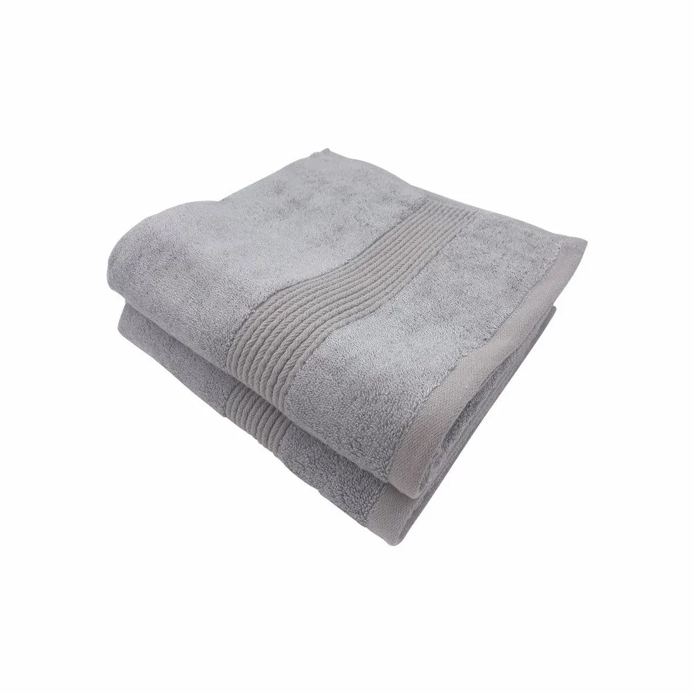 Alpes Blanc - Juego de 2 toallas de baño de algodón y bambú, 600 g/m² (gris perla, 100 x 150)