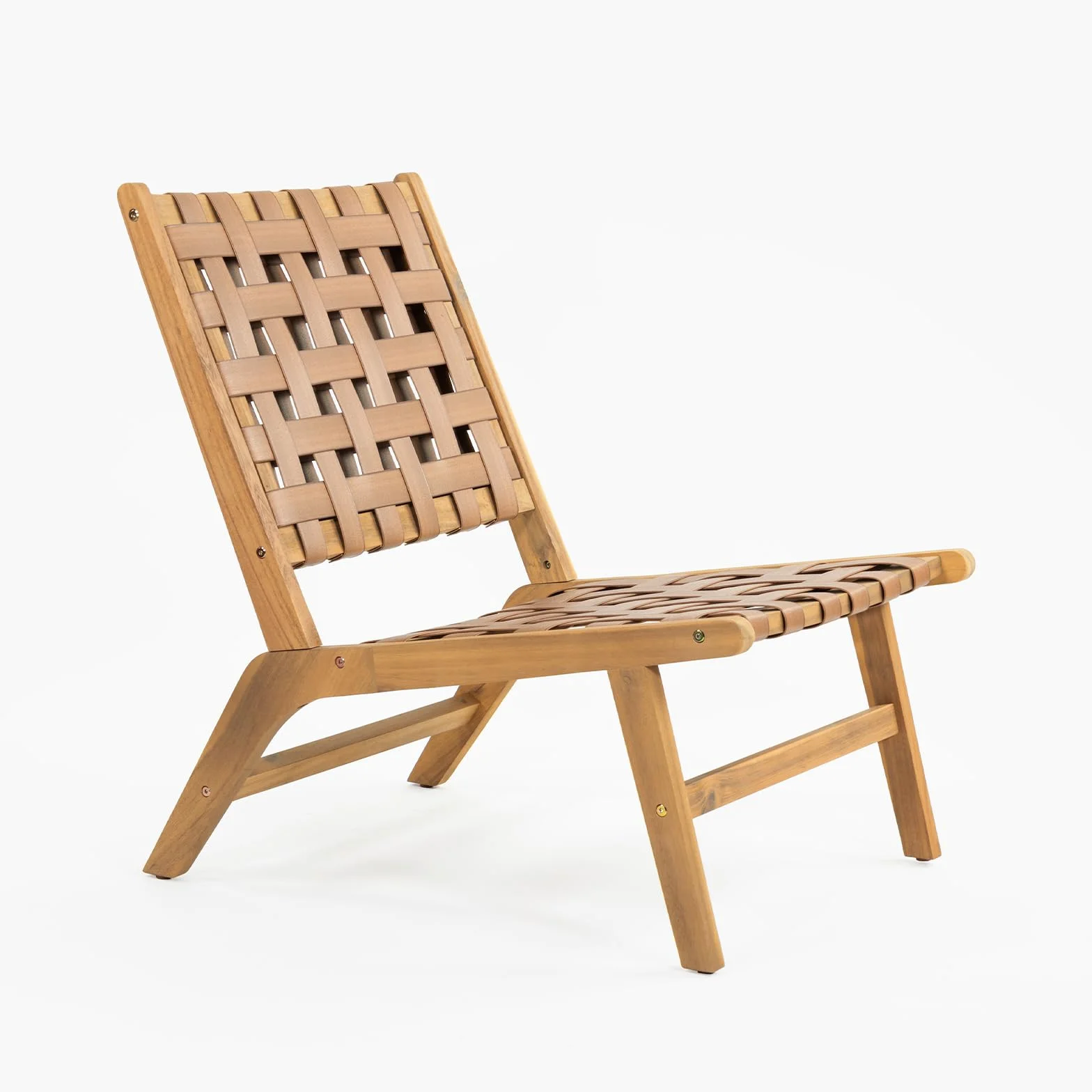 Vaukura Sillón de Madera de Acacia Símil Piel Aris