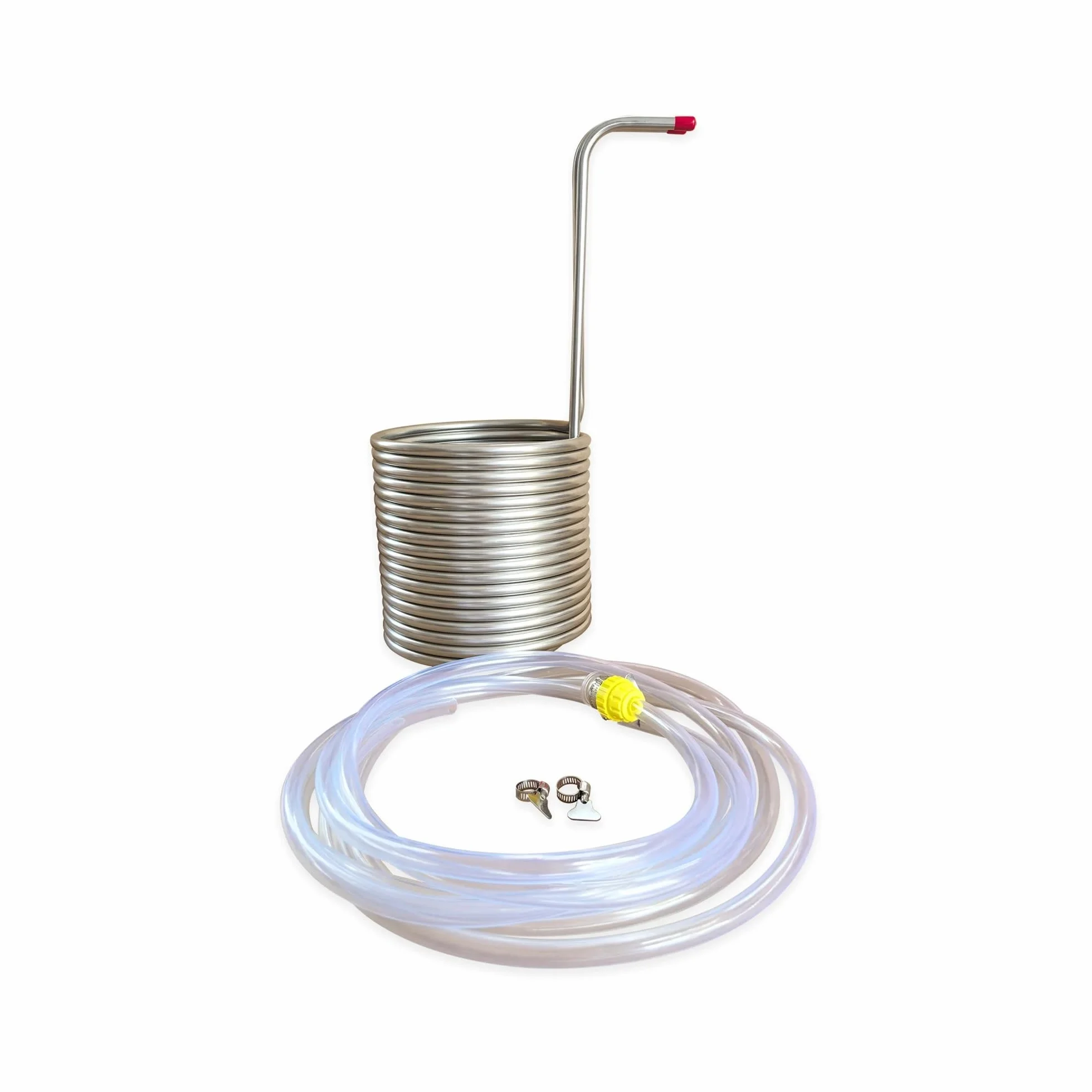 Enfriador de mosto de inmersión de 15 m, serpentín de enfriamiento de cerveza de acero inoxidable for elaboración casera, enfriador de mosto súper eficiente, con accesorios Múltiples aplicaciones(Coil